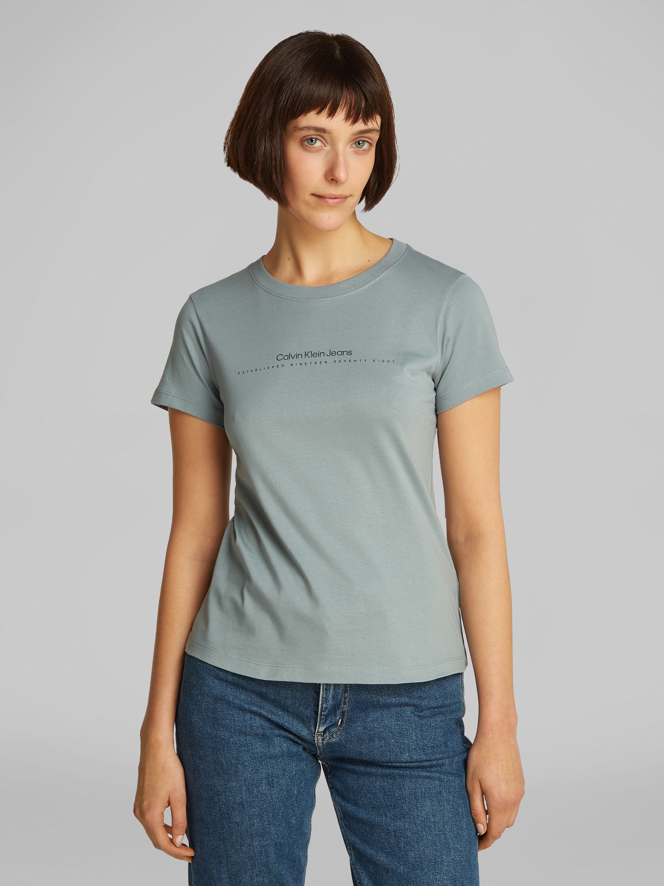 Calvin Klein Shirt met ronde hals INSTITUTIONAL GRAPHIC SLIM TEE