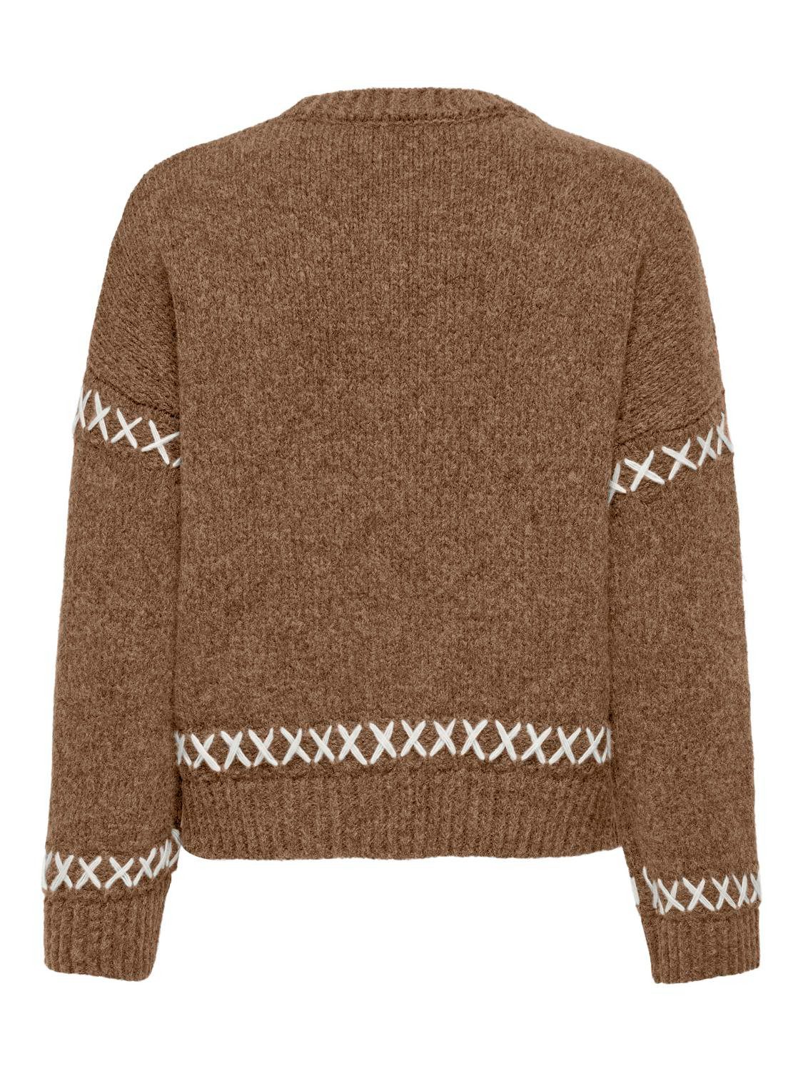 Only Trui met ronde hals ONLAMANDA LIFE LS O-NECK DETAIL CC KNT