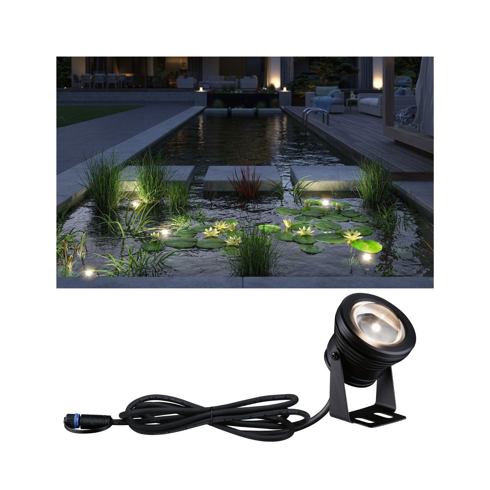 Paulmann Led-tuinlamp Plug & Shine Spot Vijverlamp Enkelspot IP68 3000K 5W Zwart (1 stuk)
