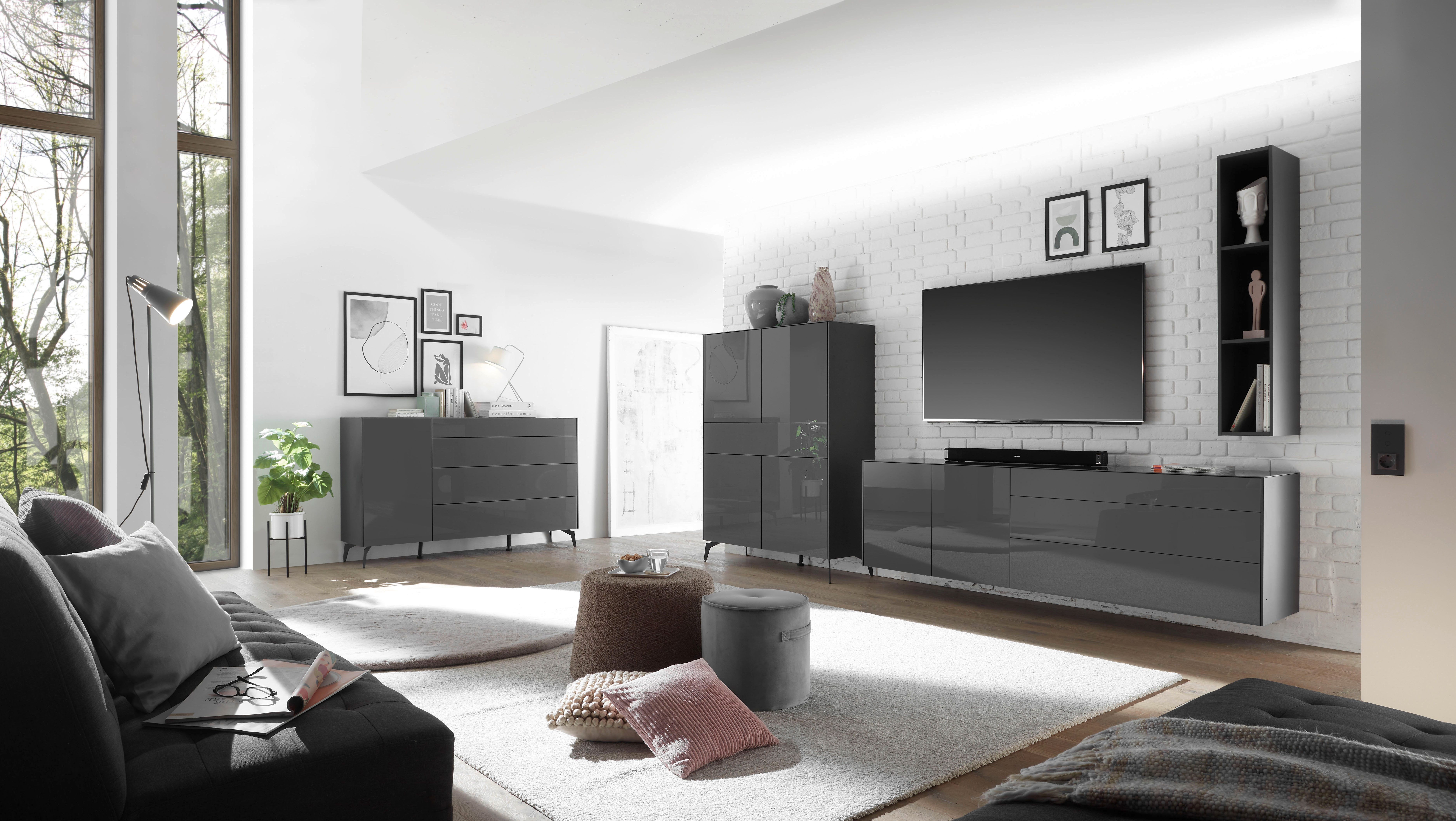 Mäusbacher Kast Imola BESTSELLER! Commode met glasfront en glazen bovenblad