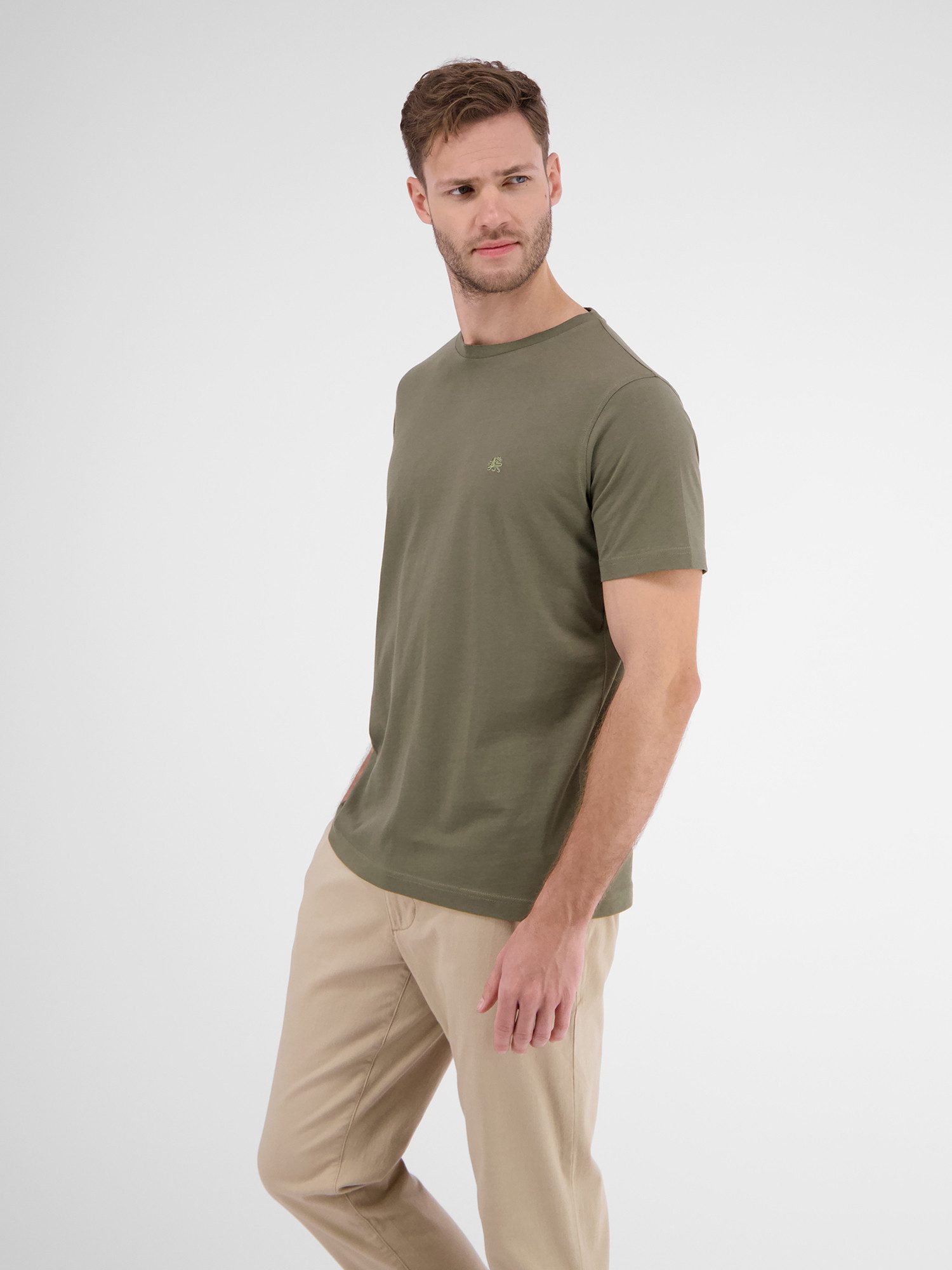 Lerros T-shirt LERROS basic T-shirt met logostiksel, effen