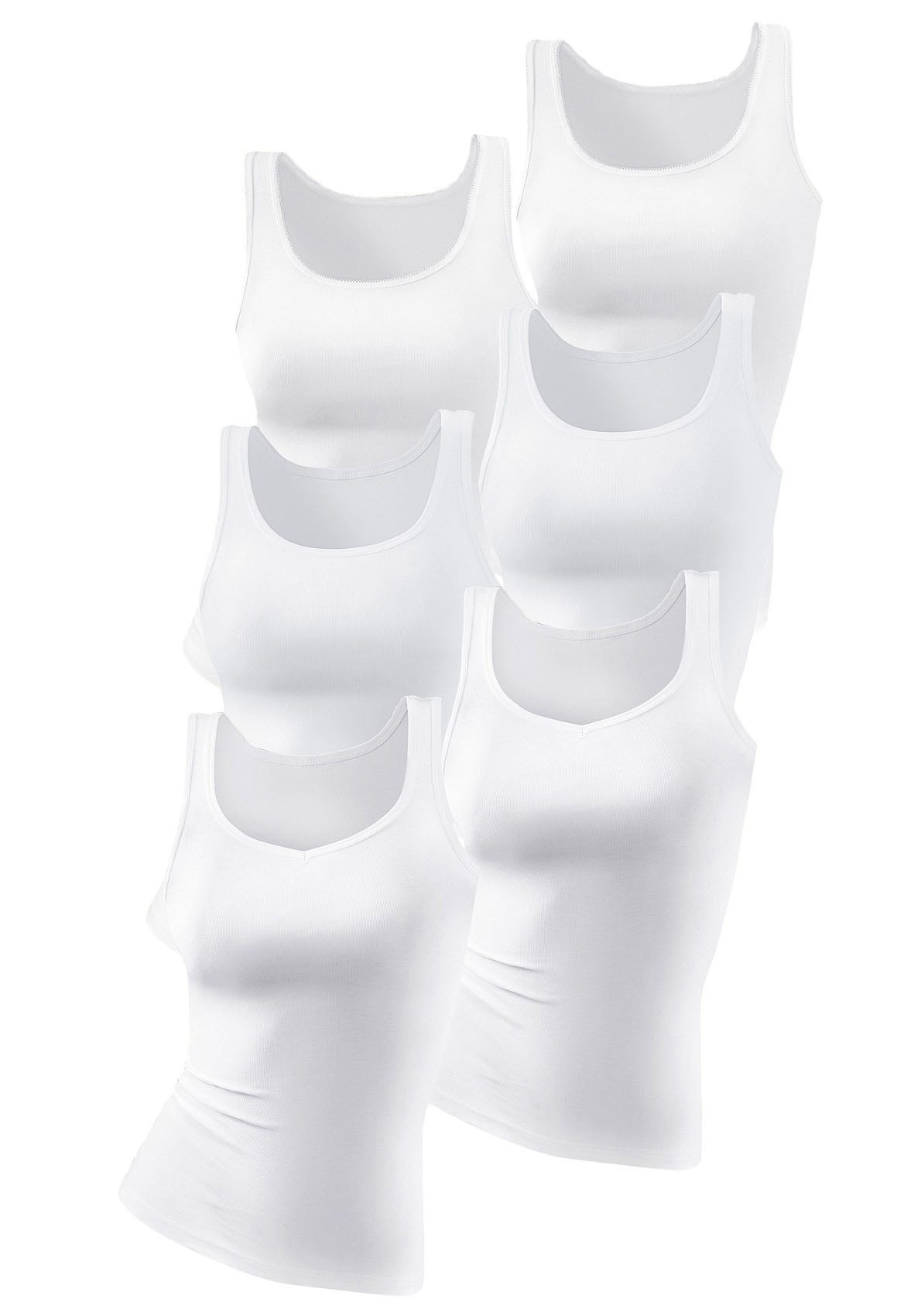 Petite fleur Hemd van pure katoen, tanktop, onderhemd (6 stuks, Set van 6) dames armloze tops maat 44 wit