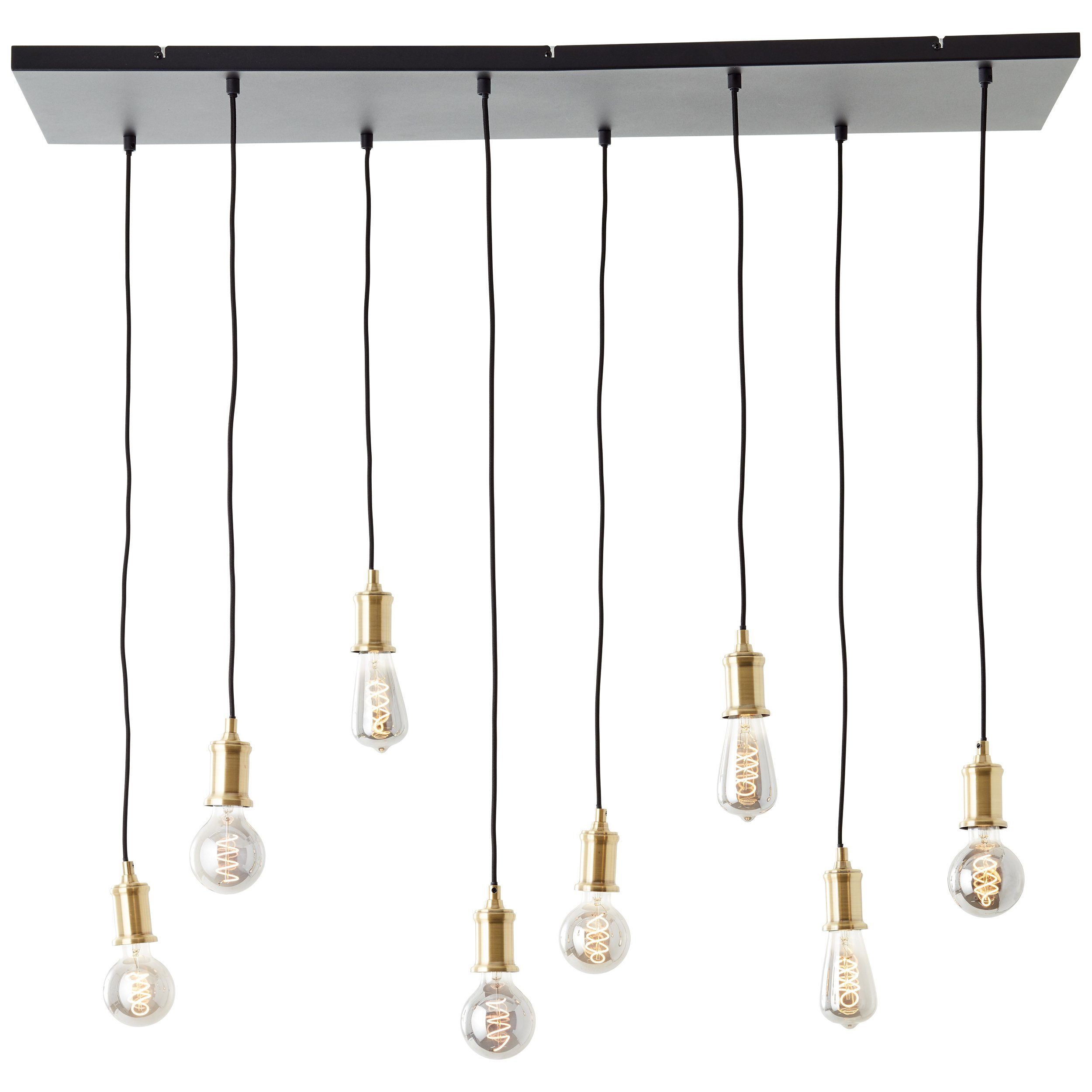 Brilliant Leuchten Hanglamp Darcia 133 x 35 x 110 cm, 8 x e27, inkortbaar, metaal, messingkleurig/zwart (1 stuk)