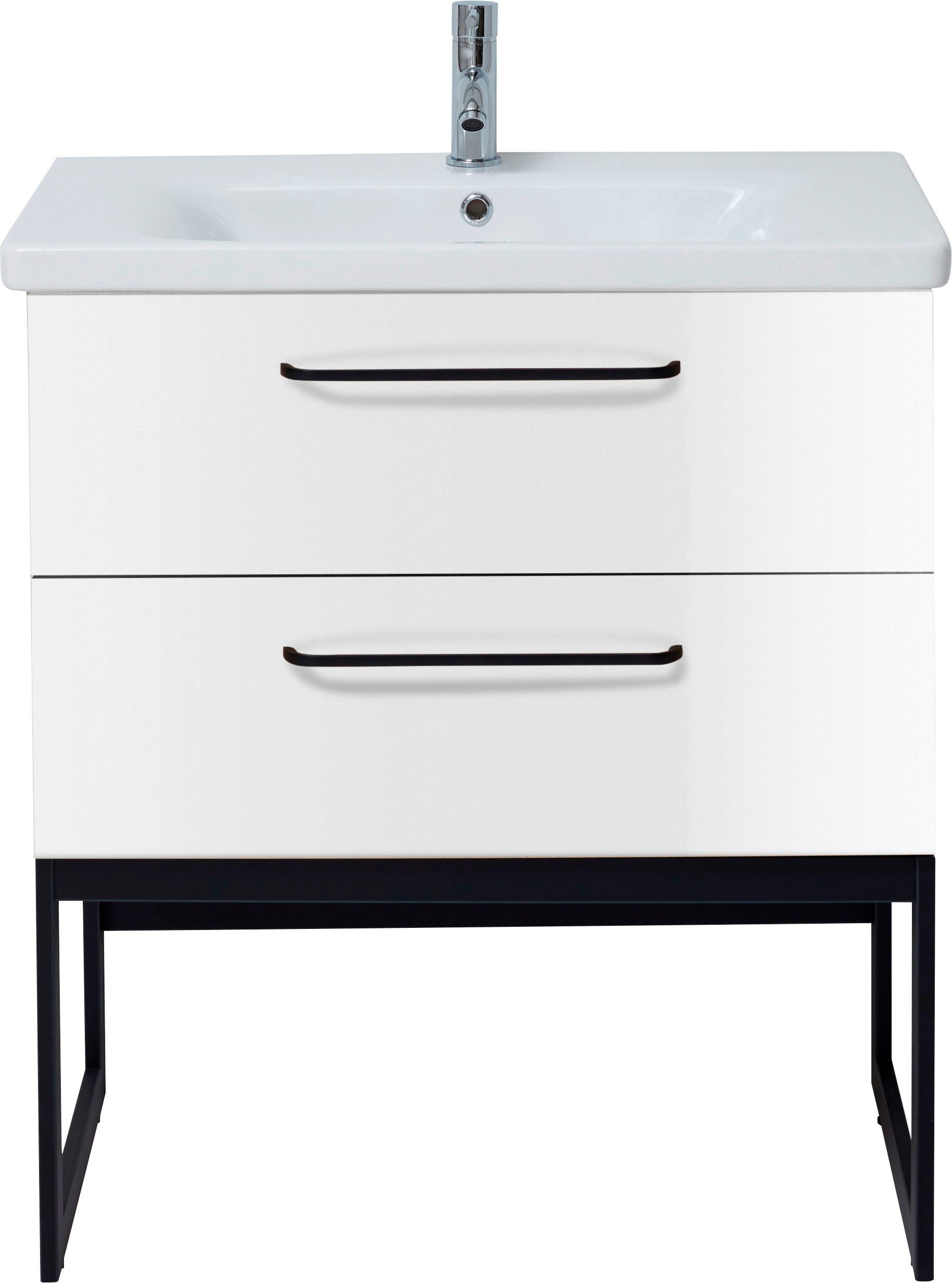 OPTIFIT Wastafelonderkast Yukon Breedte 80 cm, met keramieken wasbak
