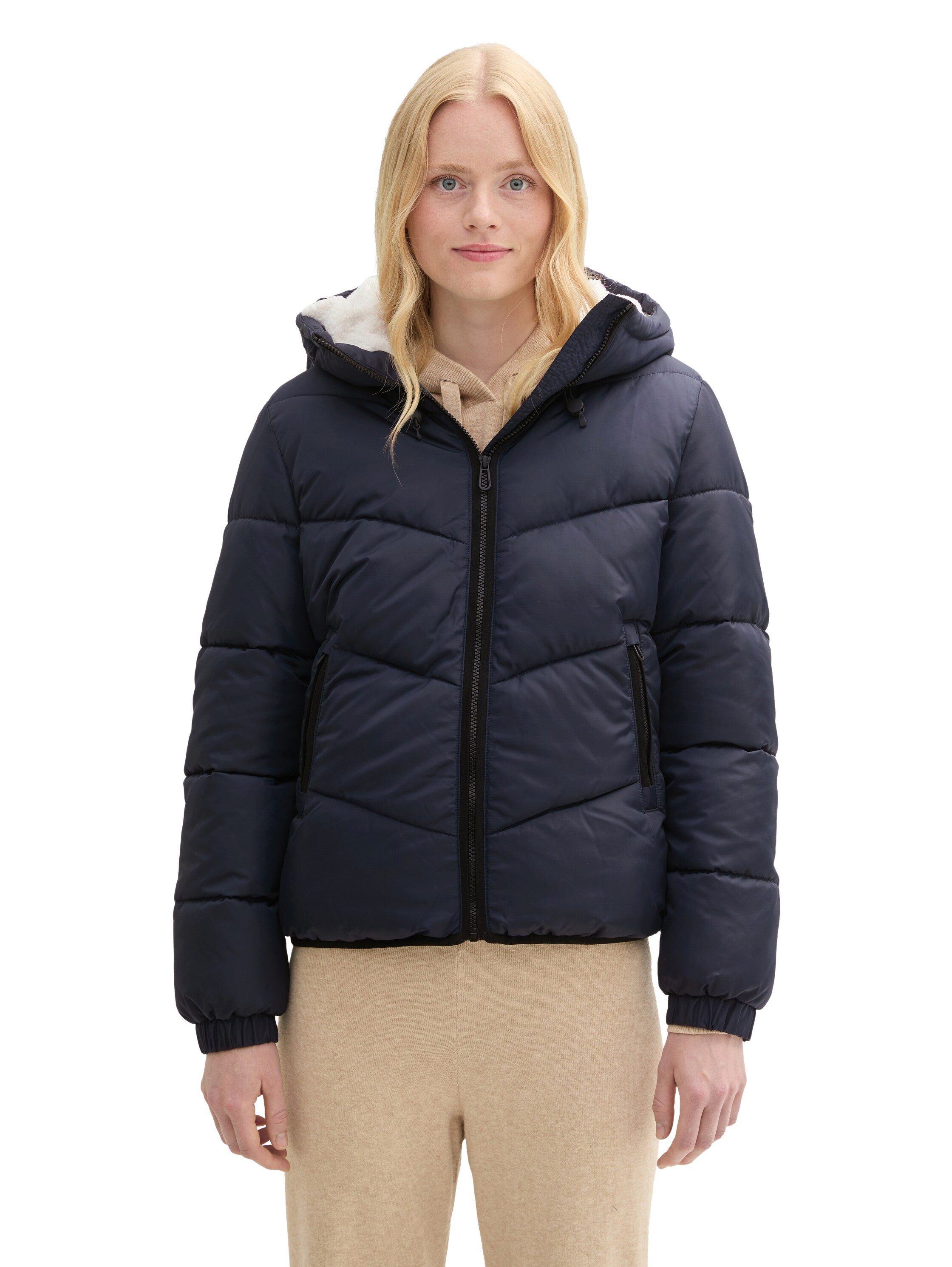 Tom Tailor Denim Gewatteerde jas met een capuchon dames donsjassen maat XL (42) blauw
