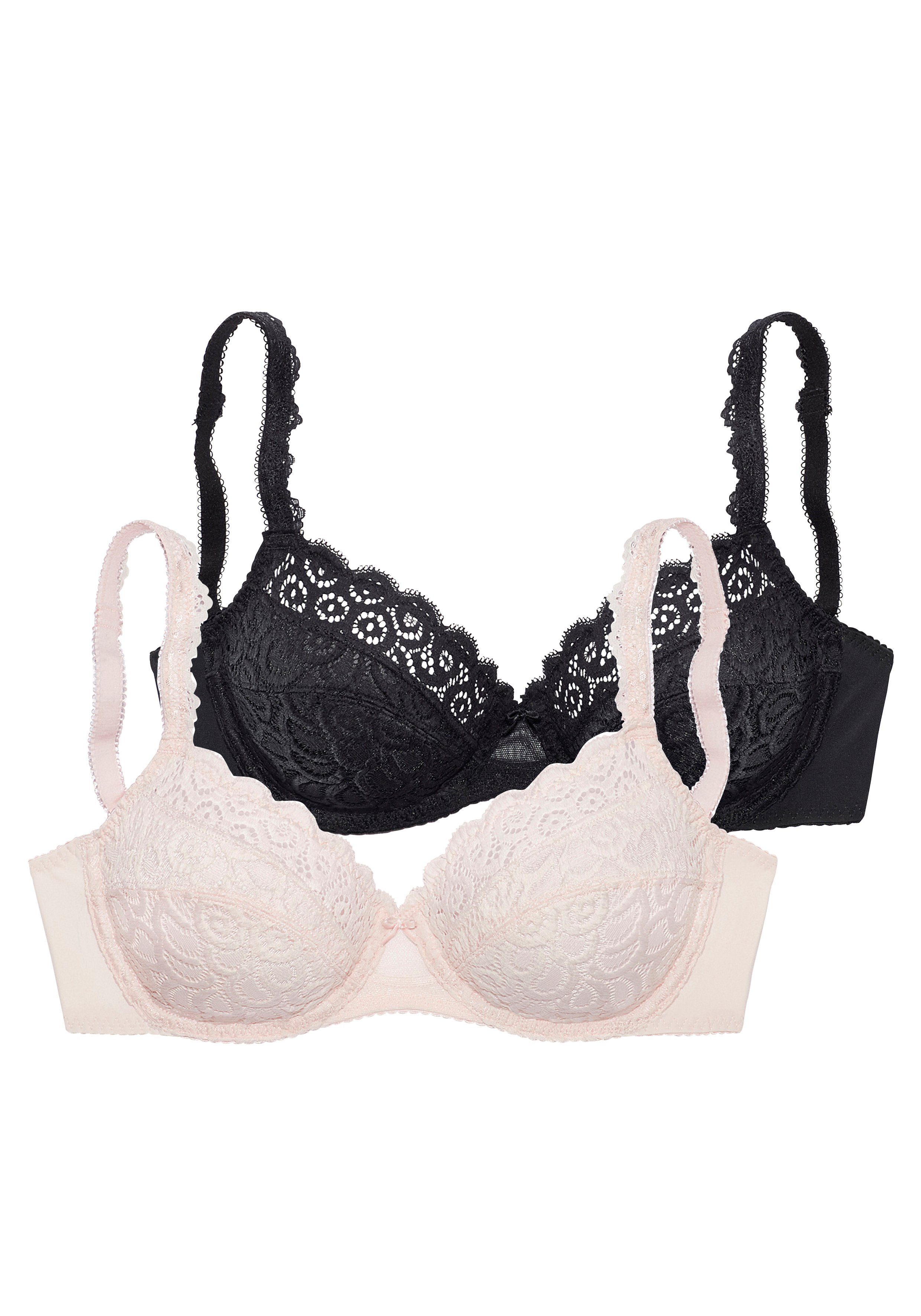 Petite fleur Beugel-bh van kant, met decoratieve bandjes, dessous (Set van 2)