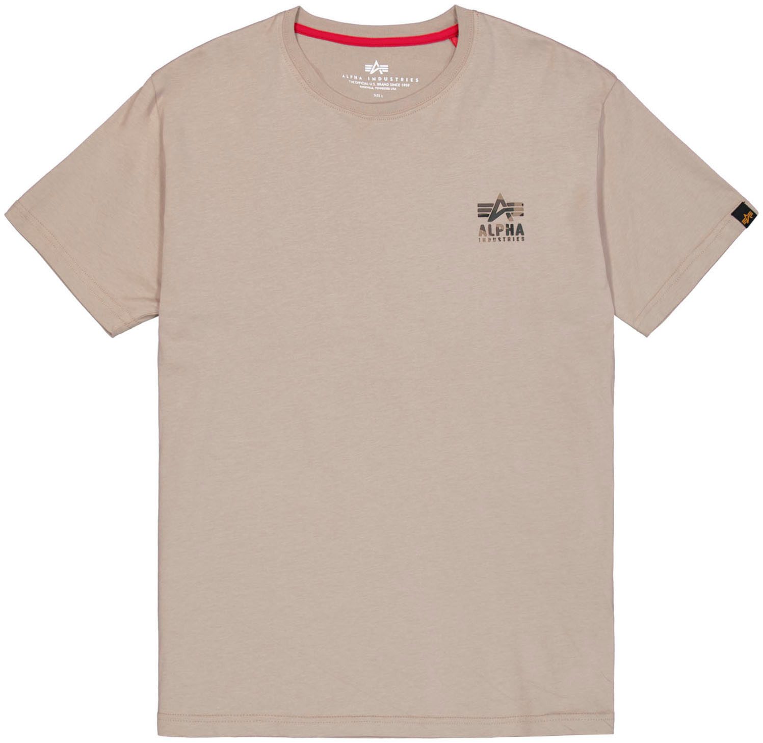 Alpha Industries Shirt met ronde hals Camo Logo Puff Print BP T