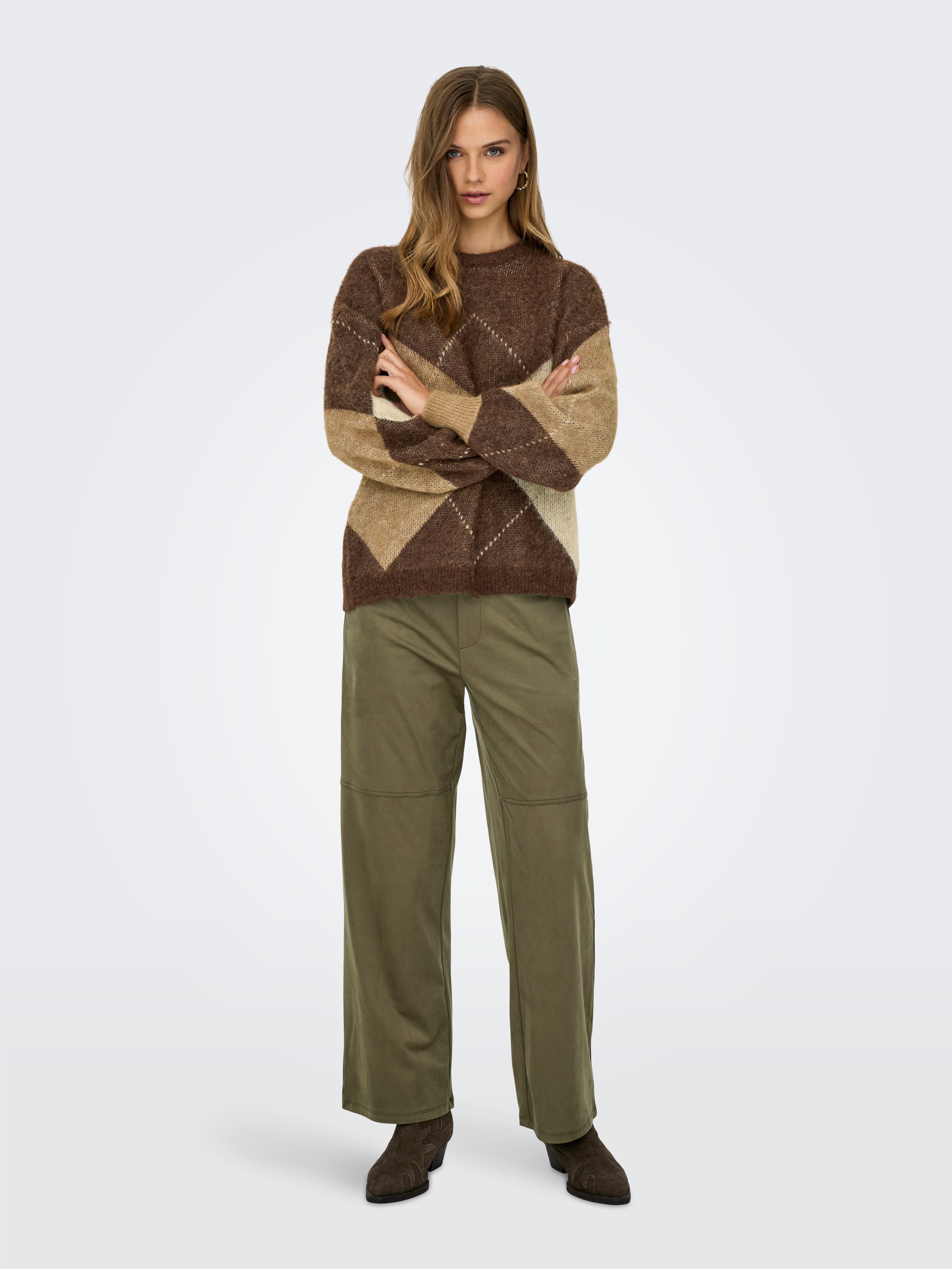 Only Gebreide trui ONLNOEME LIFE LS JQ O-NECK KNT