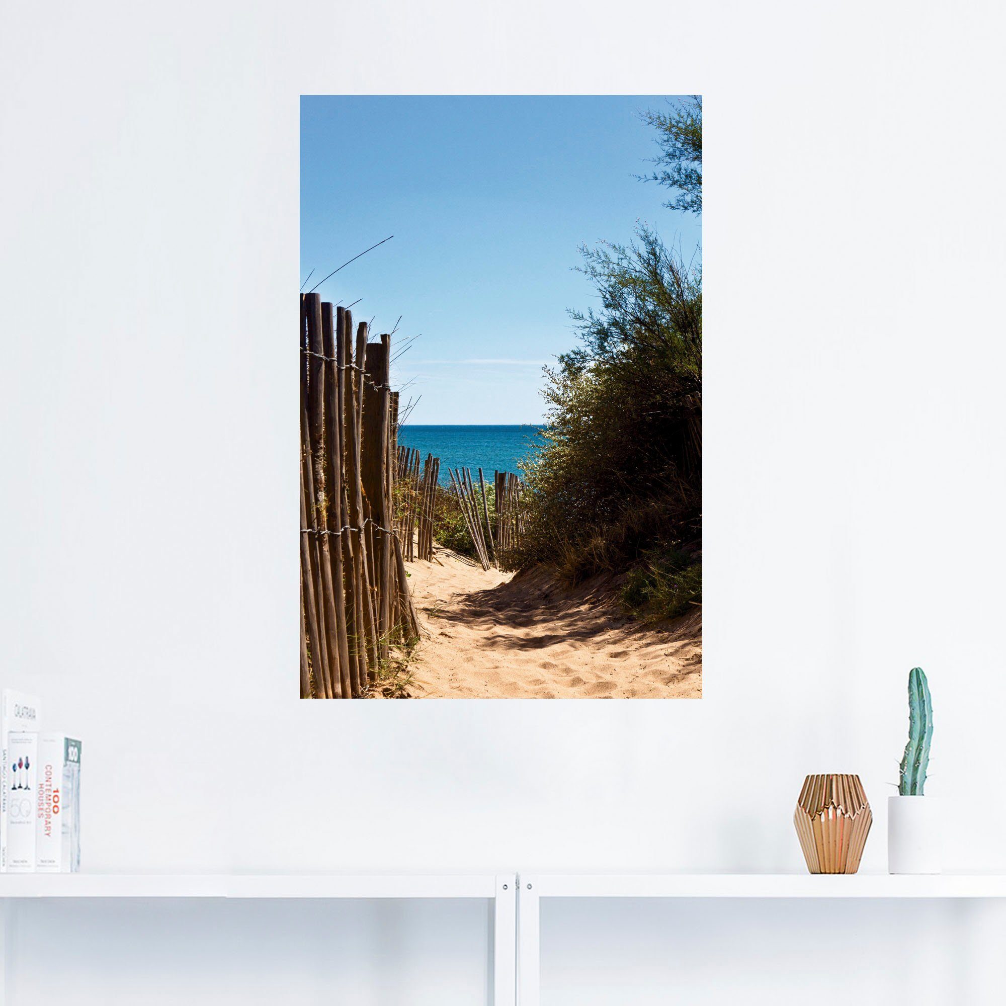 Artland Artprint op linnen Pad naar het strand van Serignan Plage