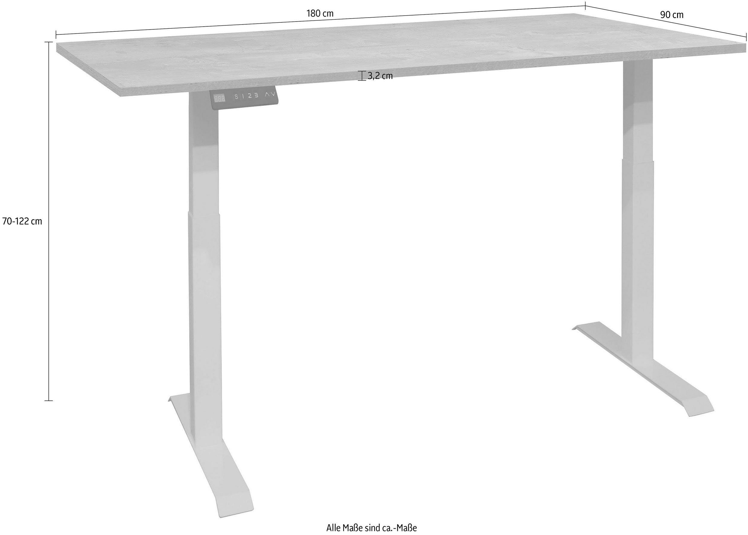 Mäusbacher Bureau Big System Office Breedte 180 cm, elektrisch in hoogte verstelbaar