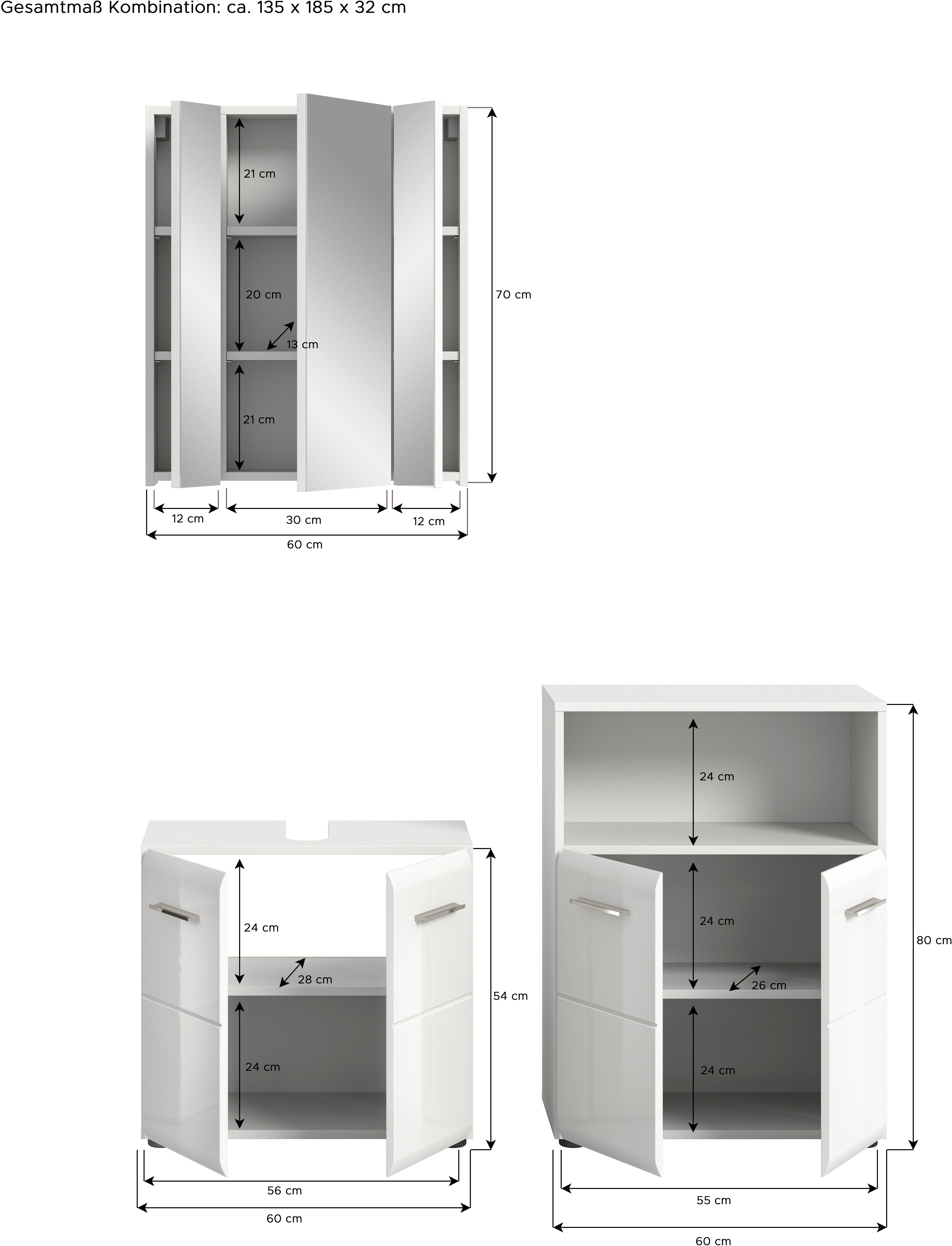 INOSIGN Badmeubelset FLORENZ, TOPSELLER!, 3-delige badcombinatie, hoogwaardige MDF-front