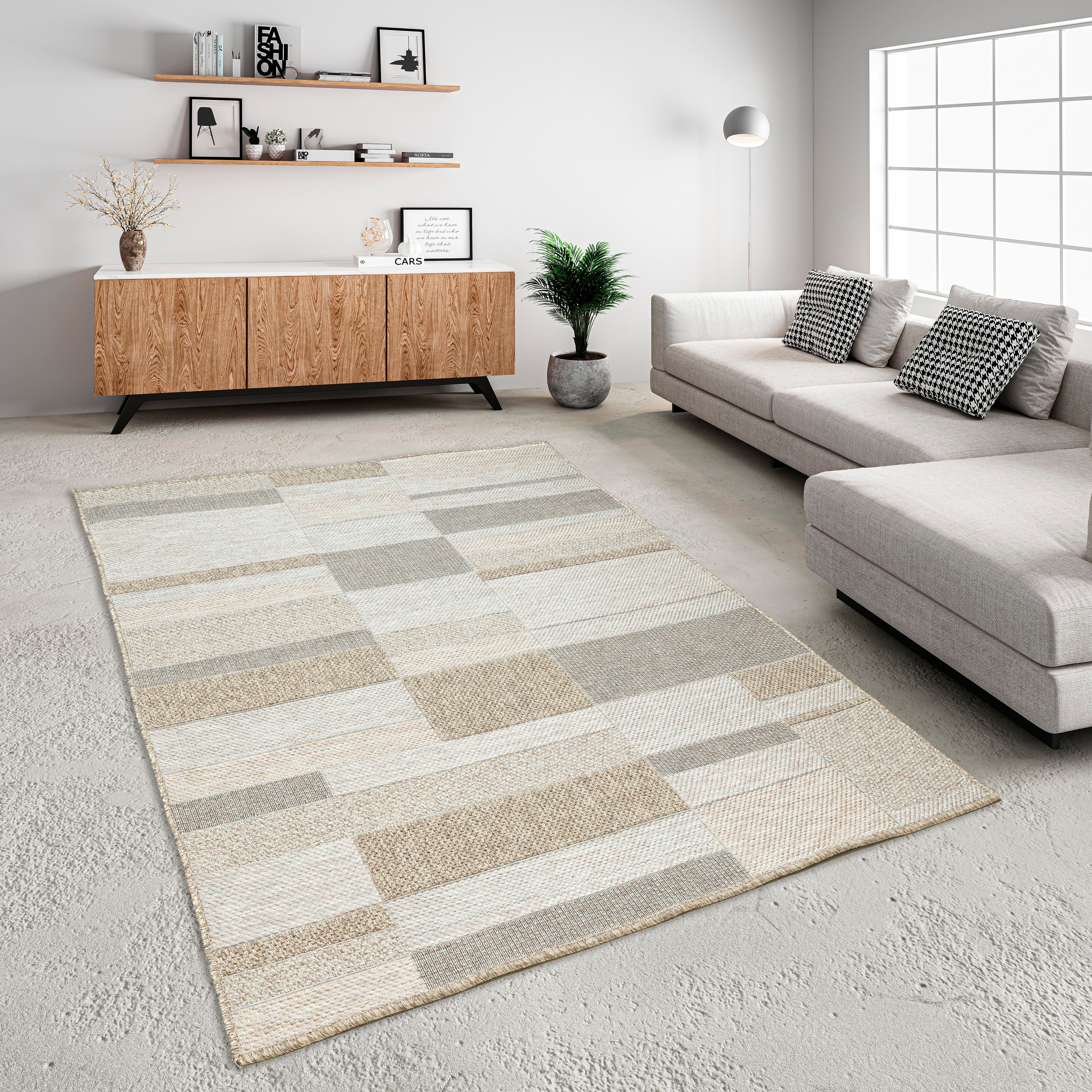 Gino Falcone Vloerkleed Mariella GF-135 modern patchworkontwerp, gemêleerd, geschikt voor binnen en buiten