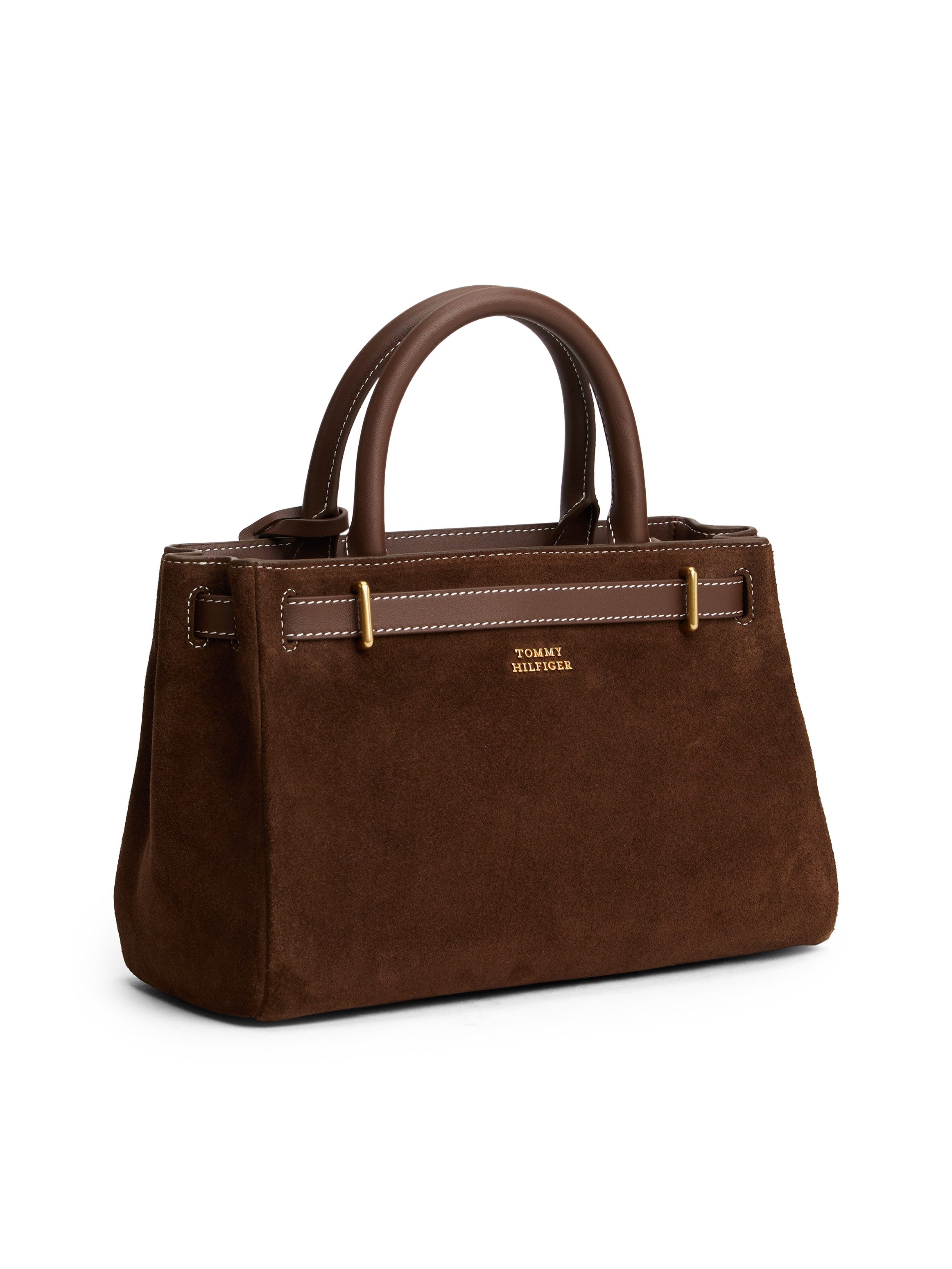 Tommy Hilfiger Draagtas AMERICAN ICON MINI TOTE SUEDE LE , dames handtas, schoudertas met siergespen en sierslot