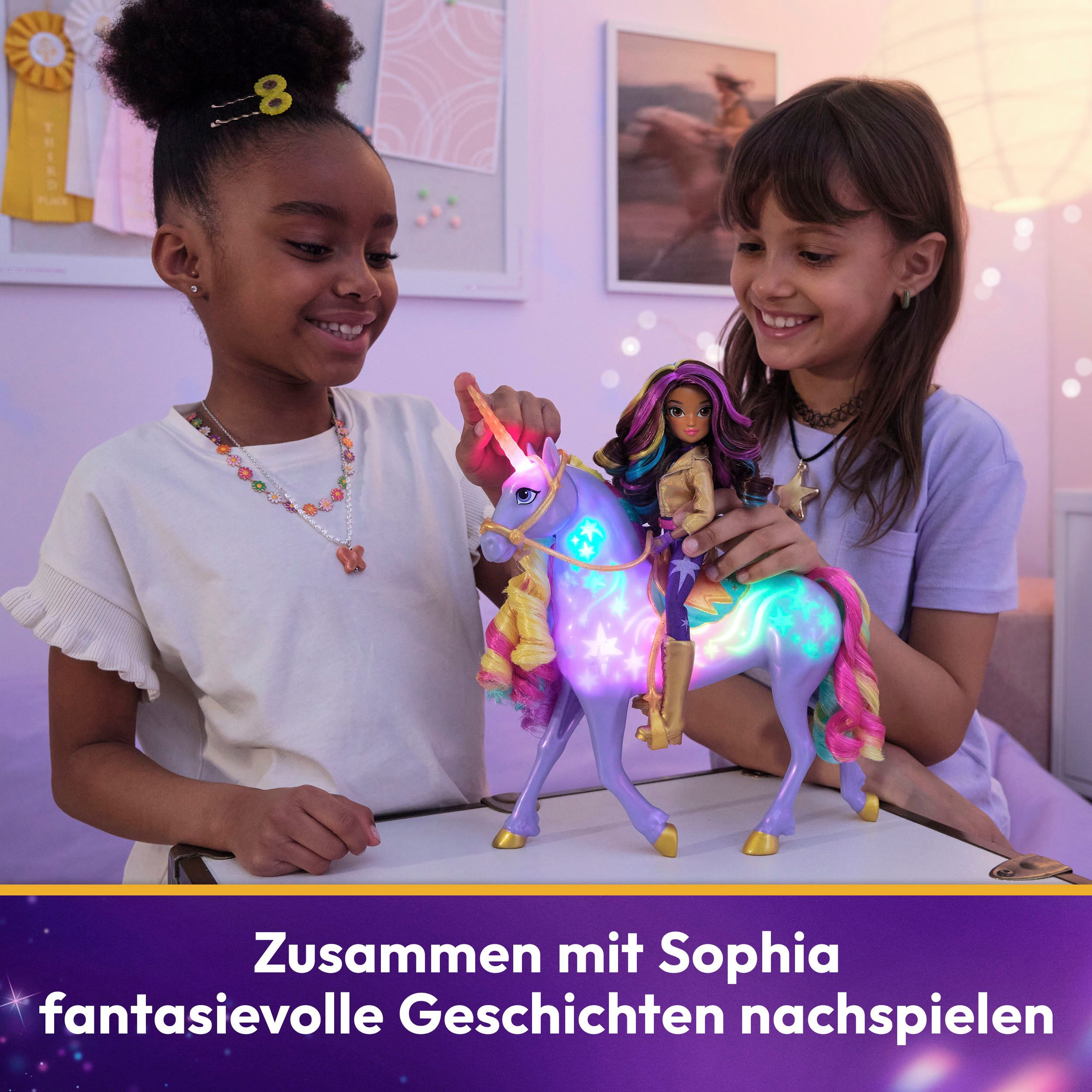 Spin Master Aankleedpop Unicorn Academy - Interactive Rainbow Light-Up Wildstar & Sophia (set)