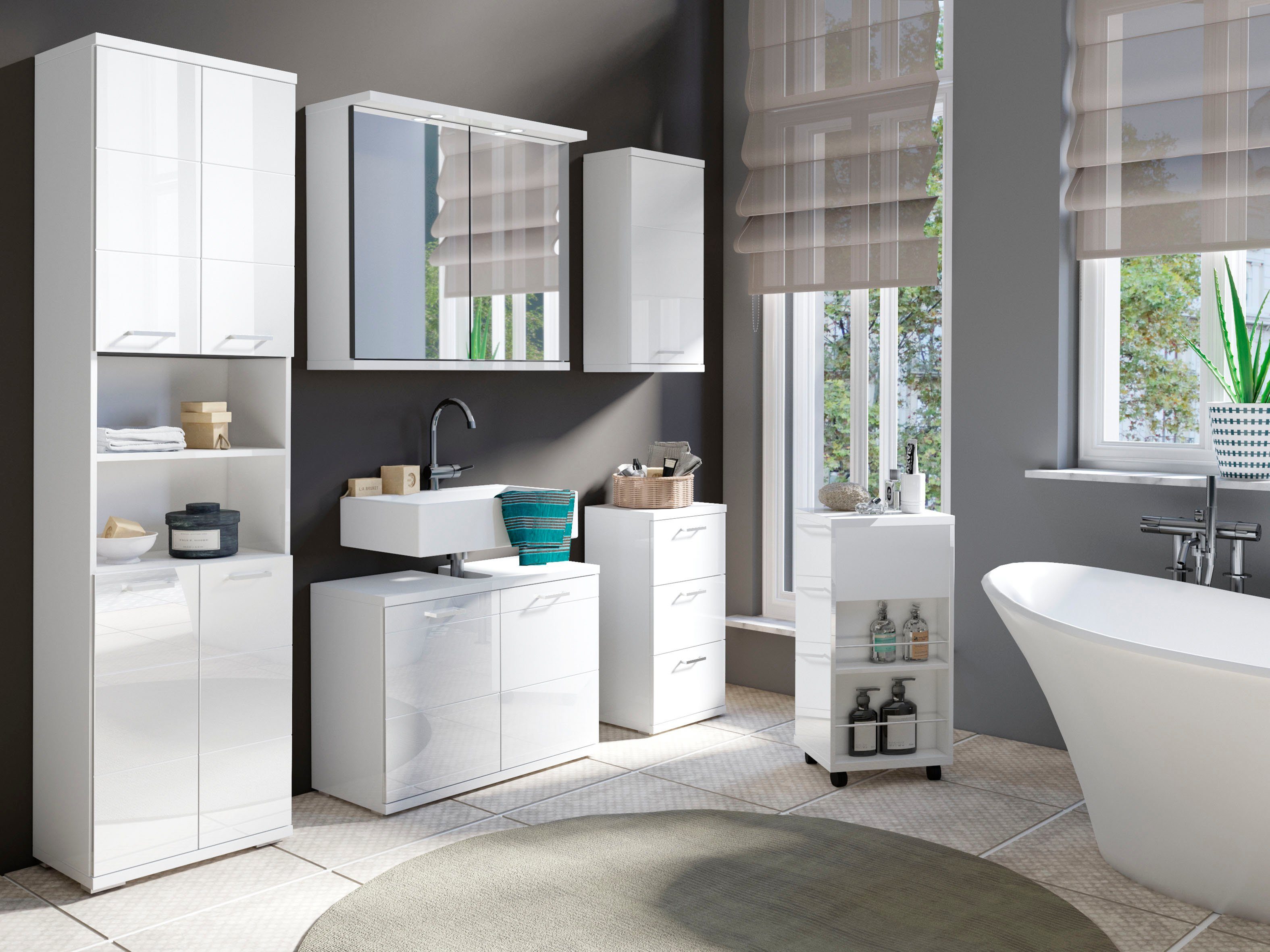 byLIVING Wastafelonderkast Nebraska Breedte 80 cm, badkamerkast, mdf-fronten in hoogglans-look
