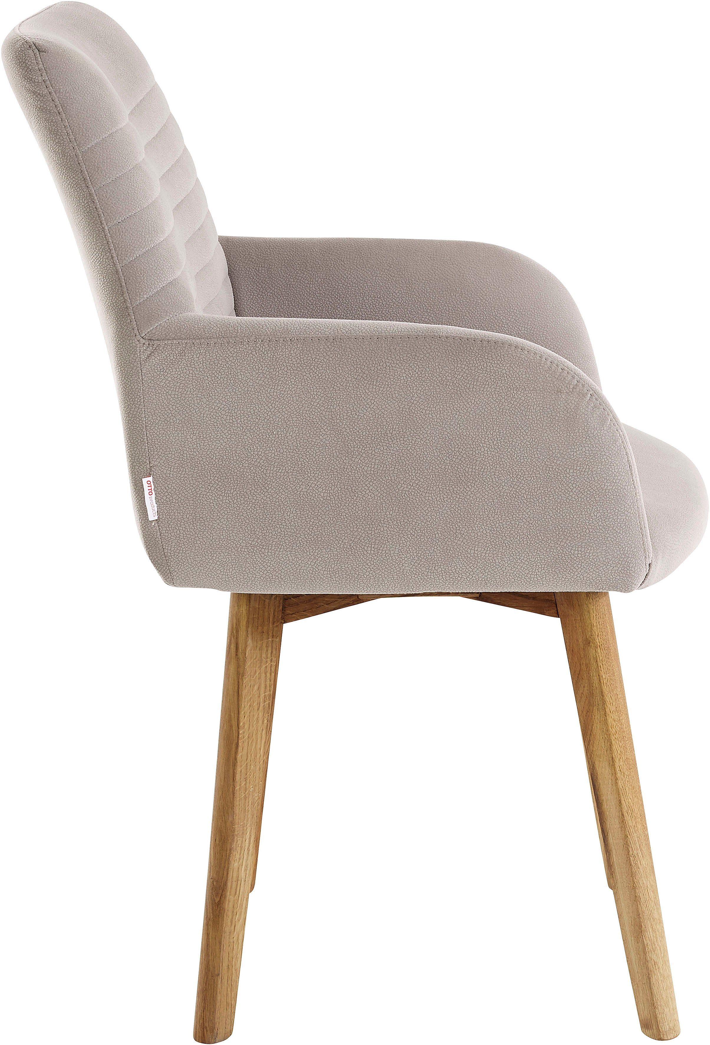 OTTO products Stoel met armleuningen Alessja Bekleding van microvezel, frame van eiken massief hout (set, 2 stuks)