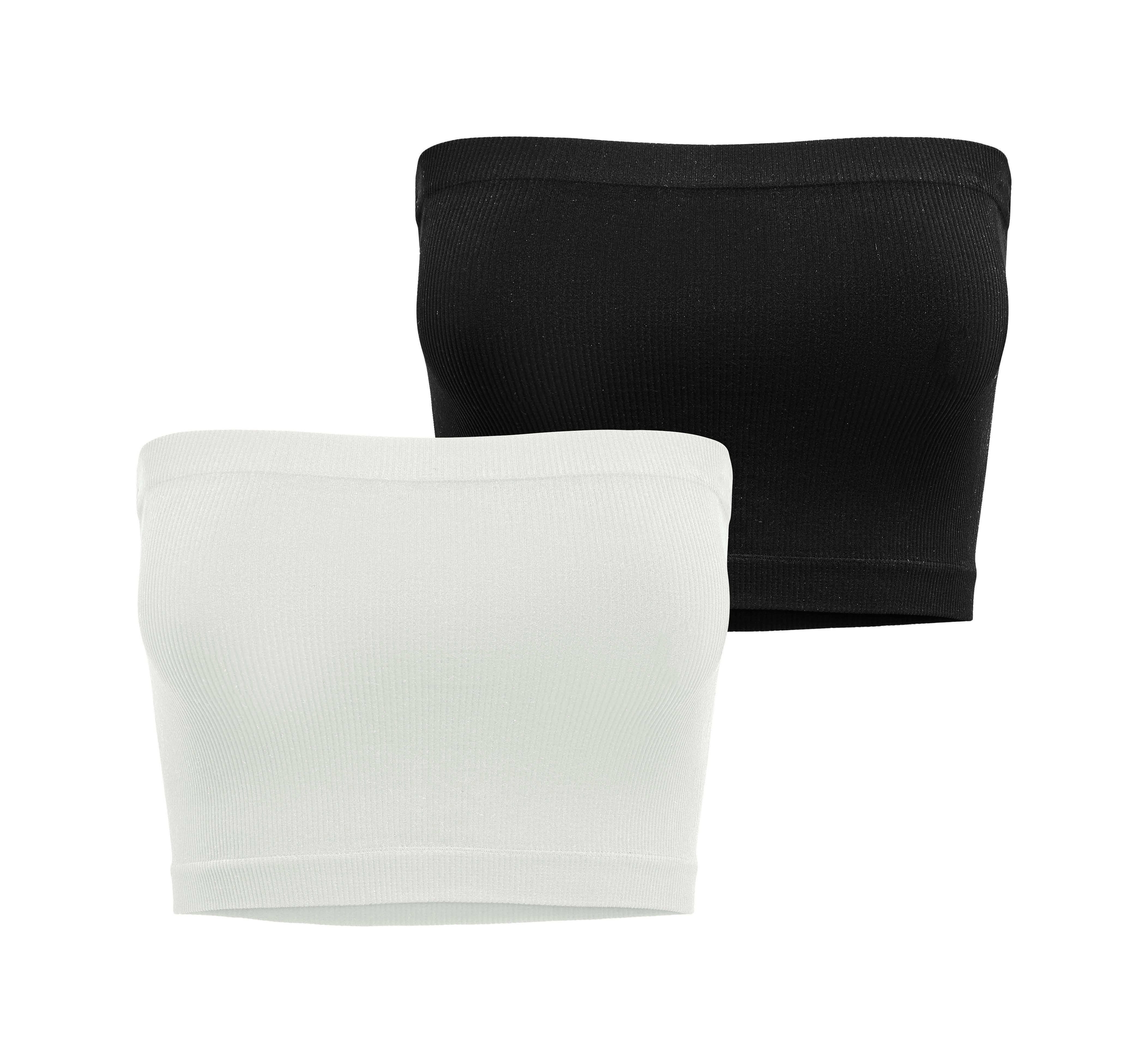 Only Bandeau-bh ONLVICKY RIB SEAMLESS 2-PACK BANDEAU TOP (Set van 2) dames strapless bh's maat XS wit
