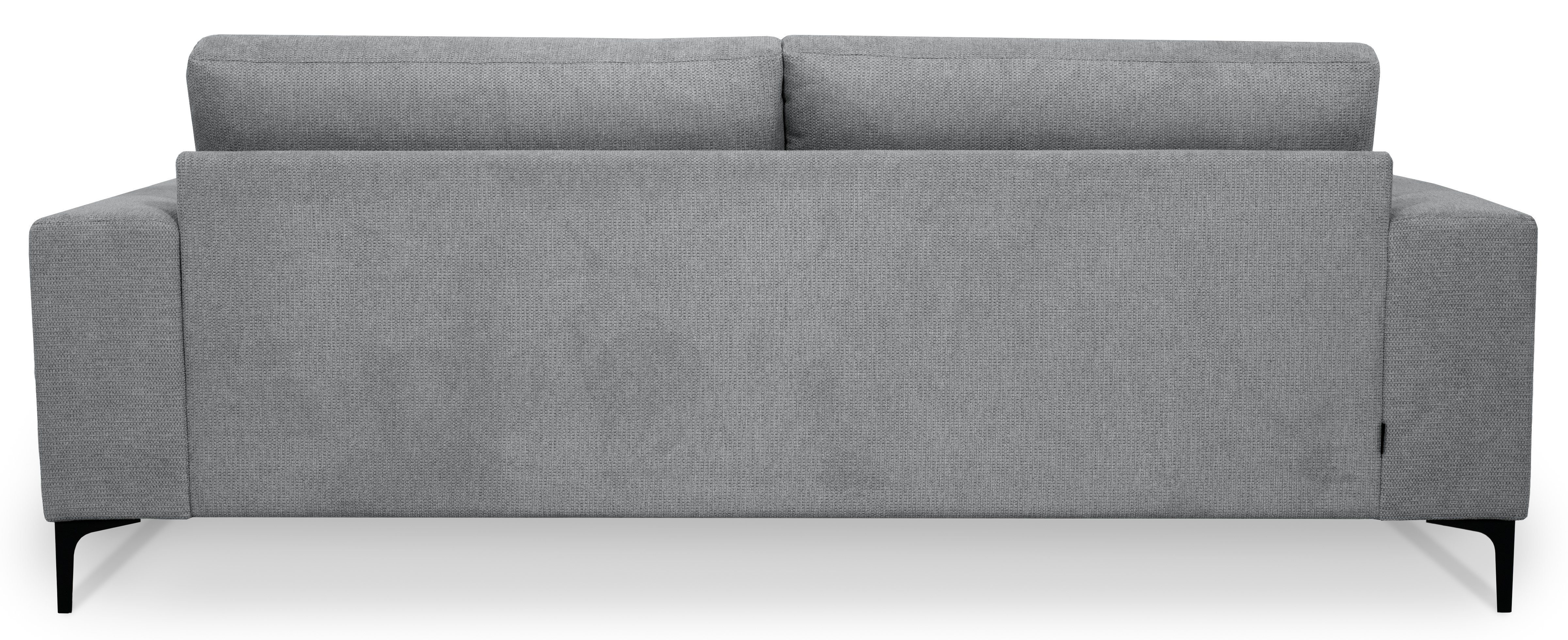 Places of Style 3-zitsbank Xander Breedte 224 cm, soft-touch chenille, zwarte metalen voeten