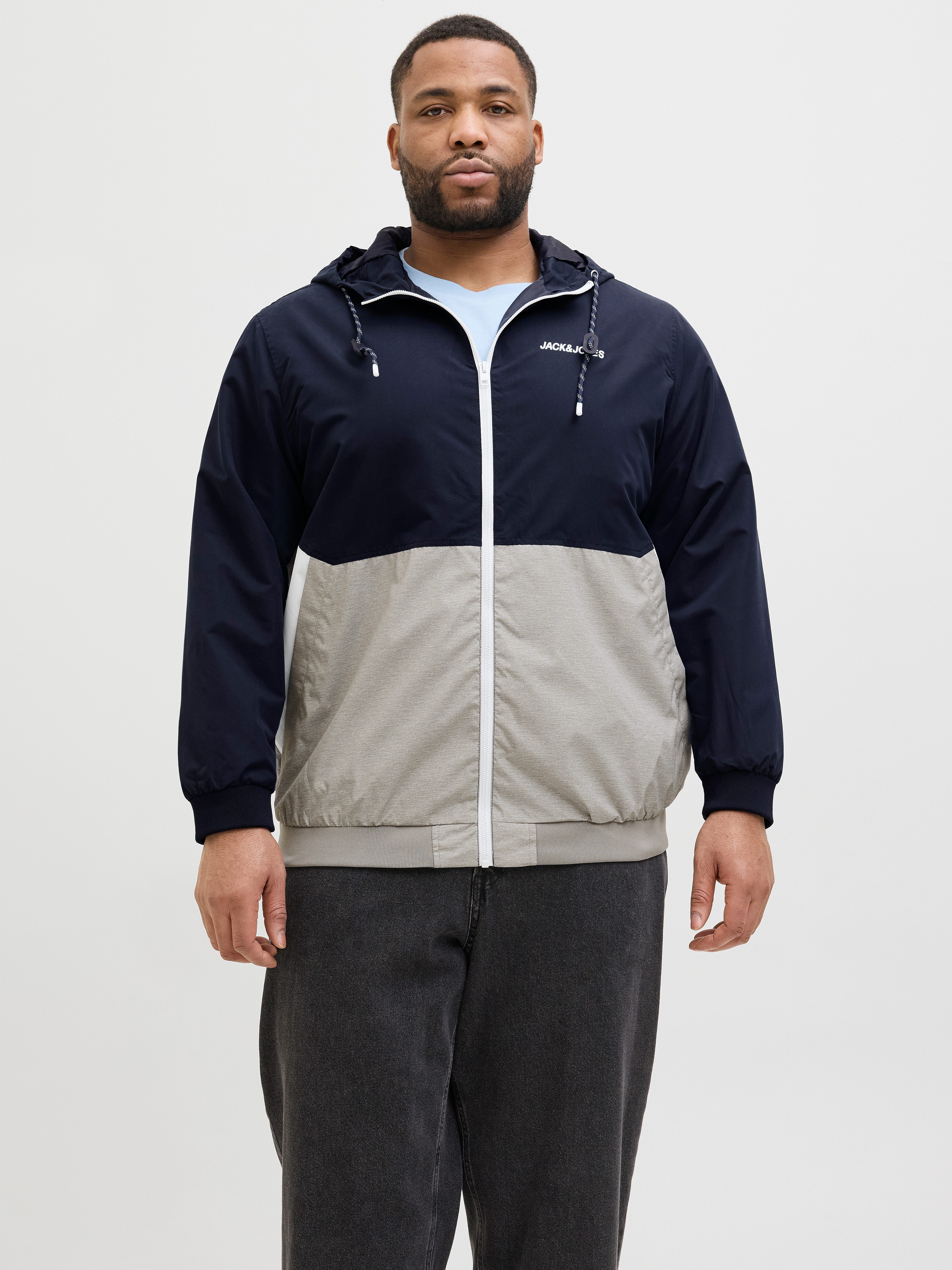 Jack & Jones PlusSize Bomberjack JJERUSH HOOD BOMBER NOOS PLS heren tussenjacks maat 6XL blauw