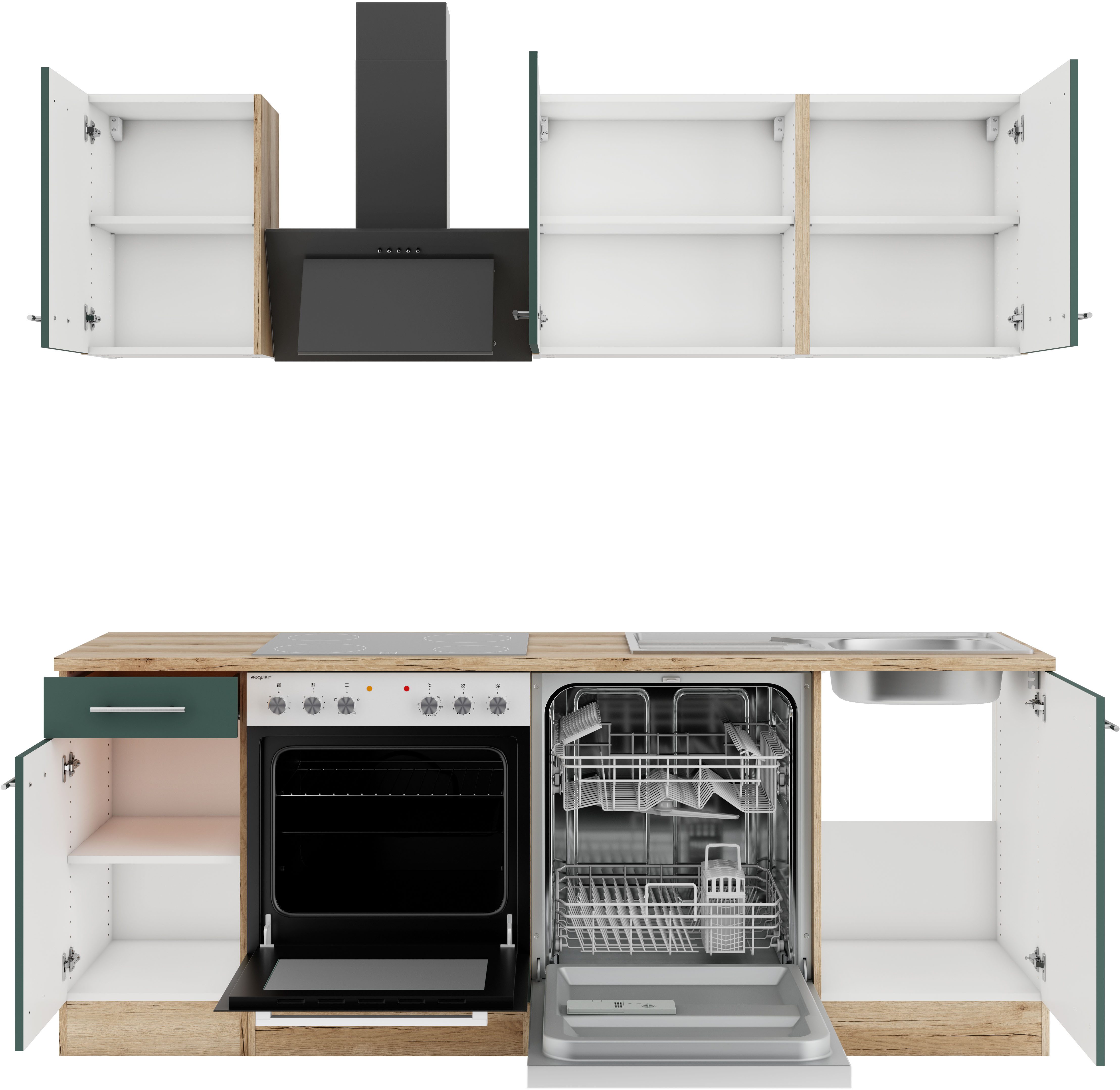 OPTIFIT Keuken Bella Breedte 210 cm, optioneel met elektrische apparaten