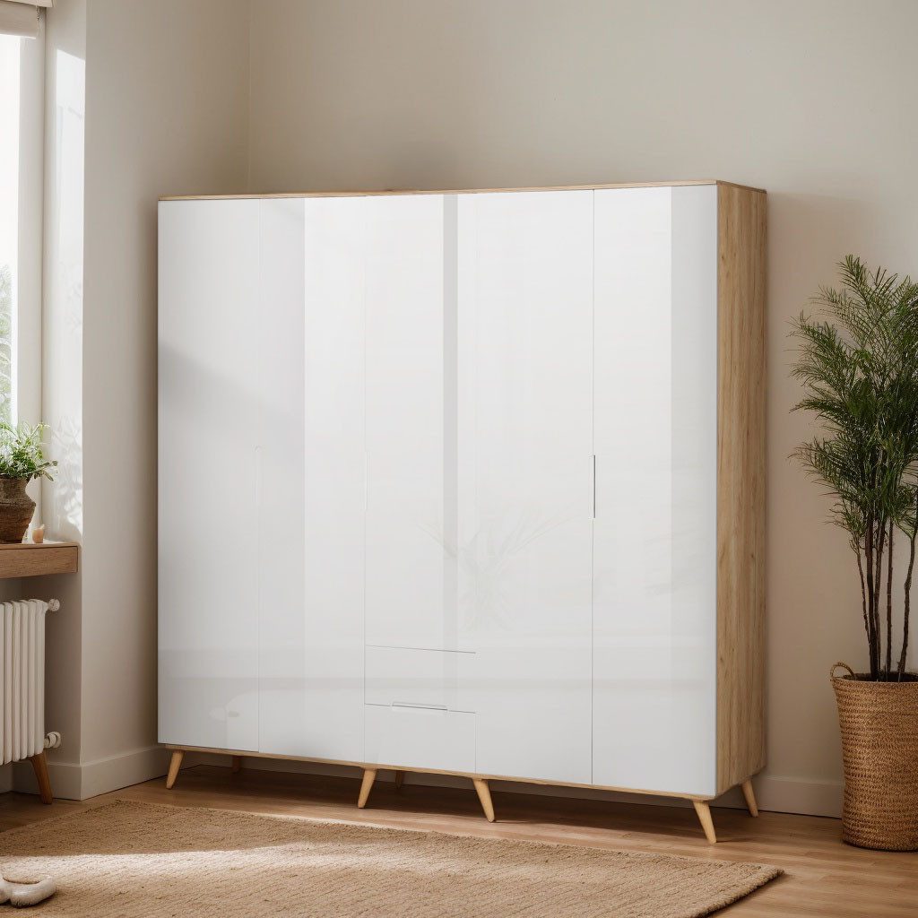 andas Kledingkast Lund slaapkamerkast bestseller in Scandinavisch design Kledingkast met premium binneninrichting, breedte 200 cm hoogglans