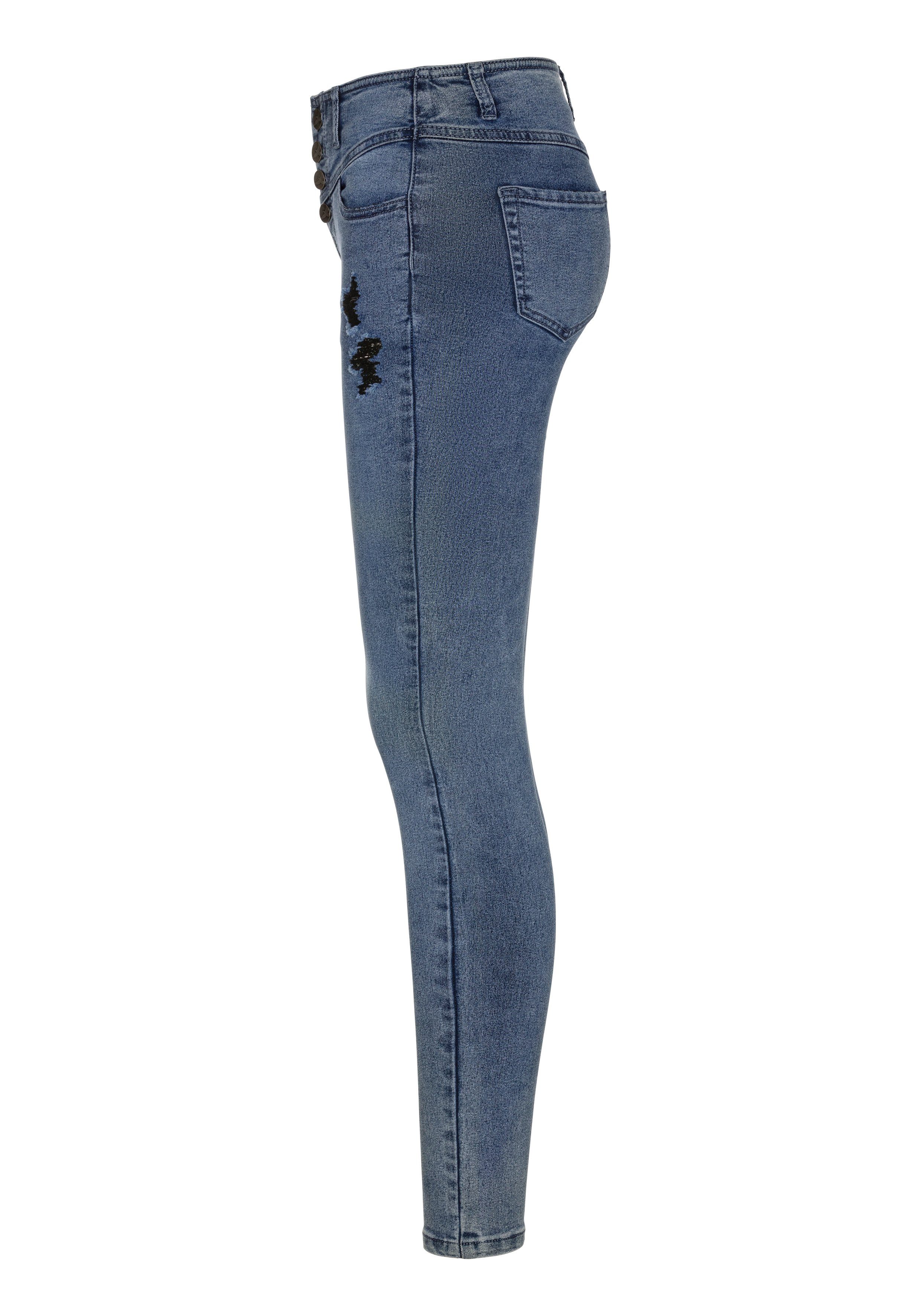 Arizona Skinny fit jeans Ultra Stretch hoge taille, enkel-lang, elastisch denim-materiaal