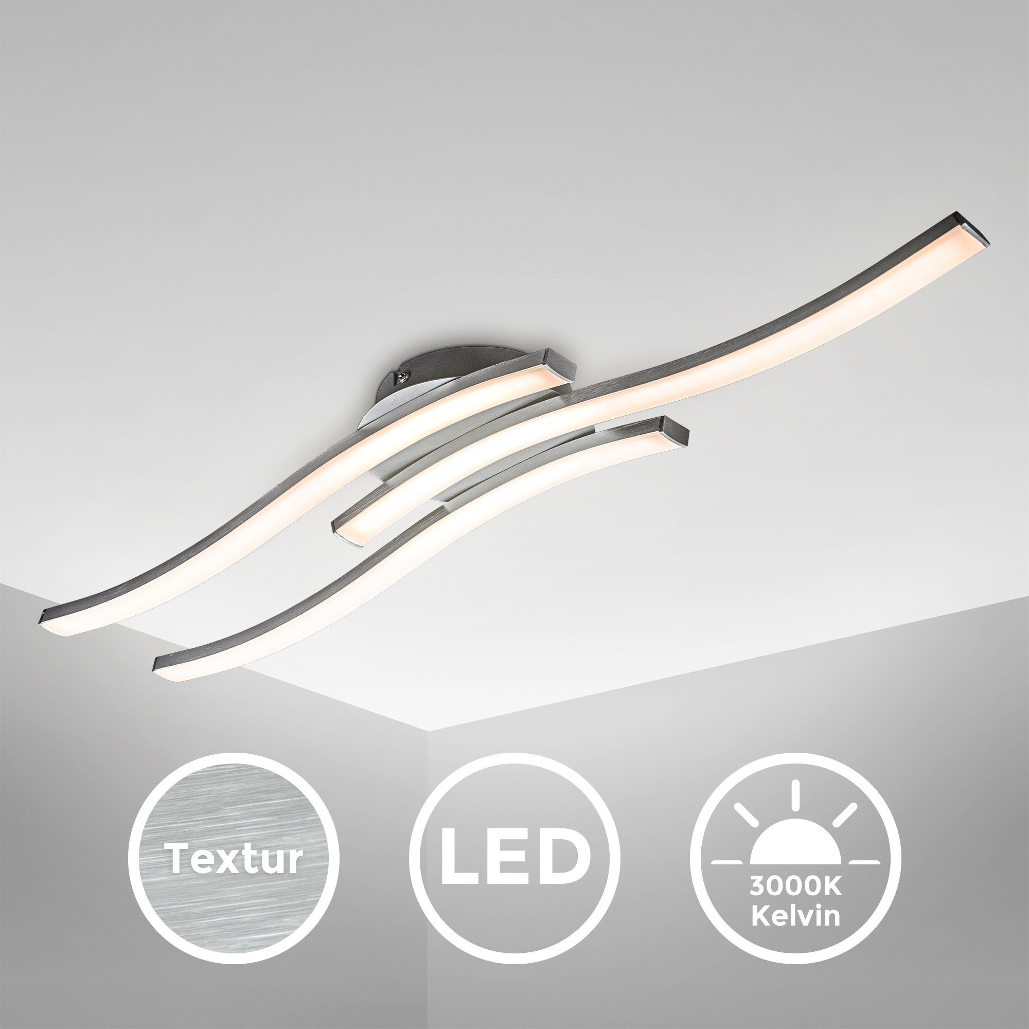 B.K.Licht Led-plafondlamp LED design plafondlamp woonkamer modern acrylwit aluminiumlook 6 Watt