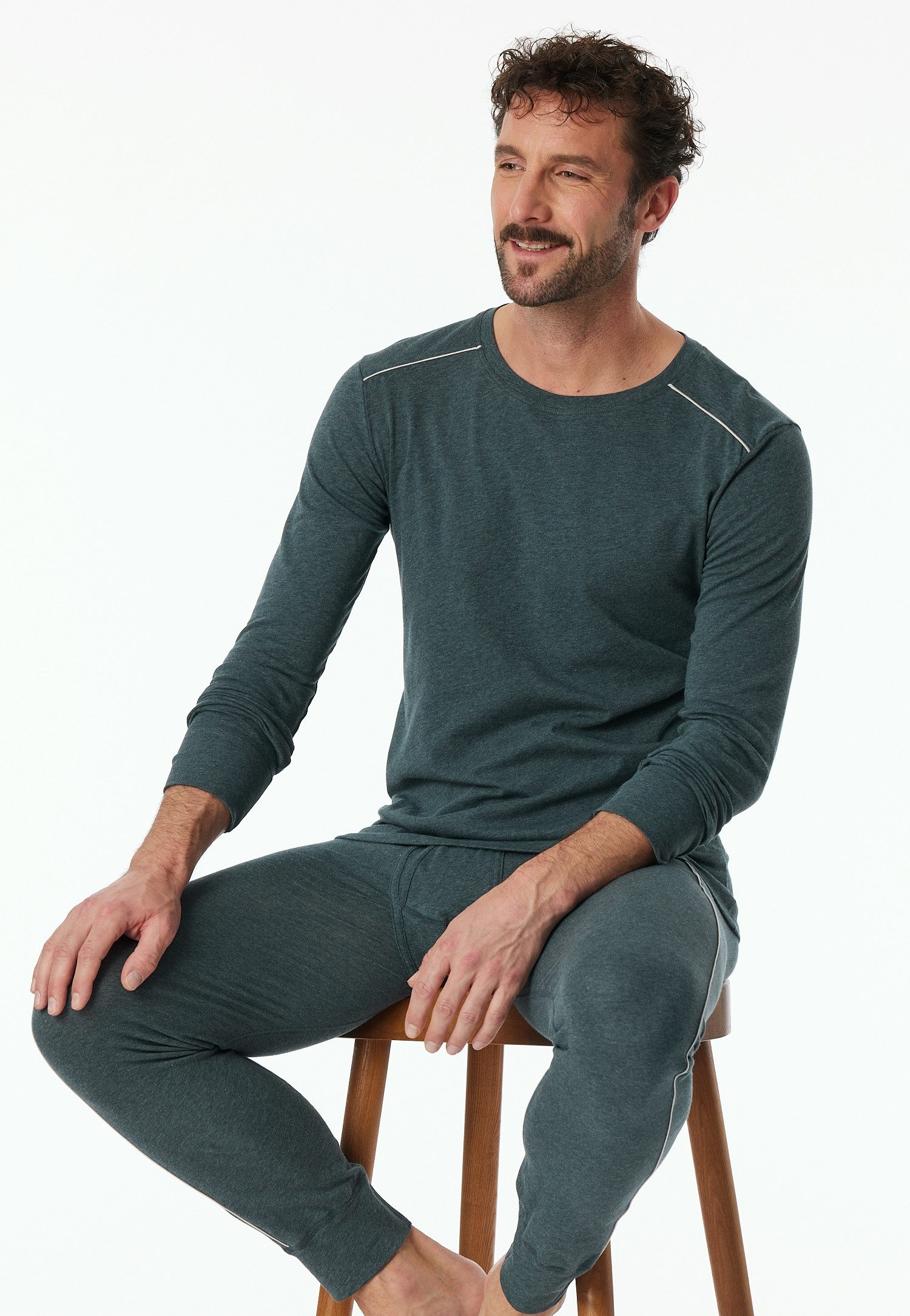 Schiesser Shirt met lange mouwen Comfort fit met contraststrepen op de schouders