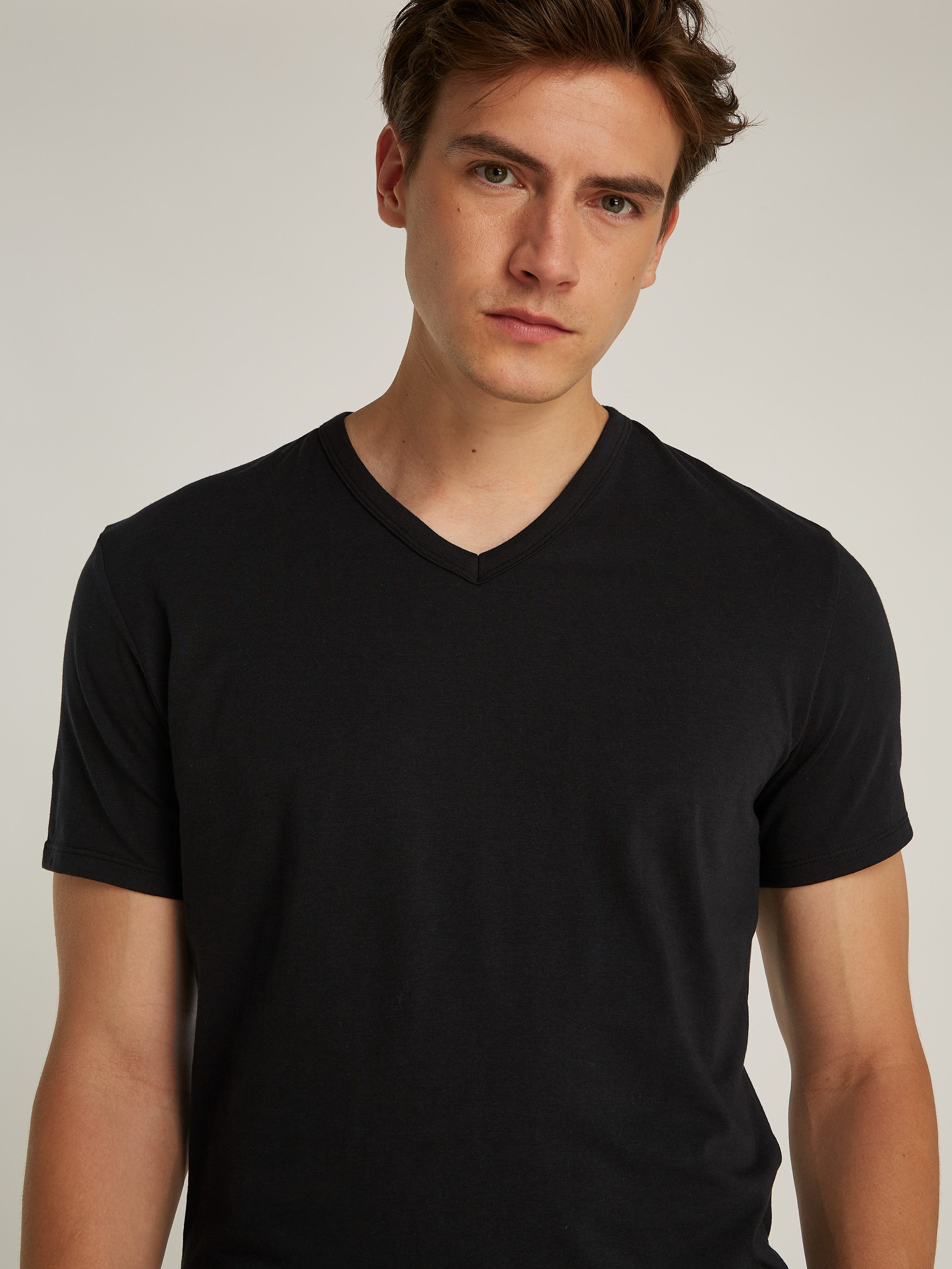 Calvin Klein T-shirt S/S V NECK 3PK met logo aan de zoom (3-delig, Set van 3)
