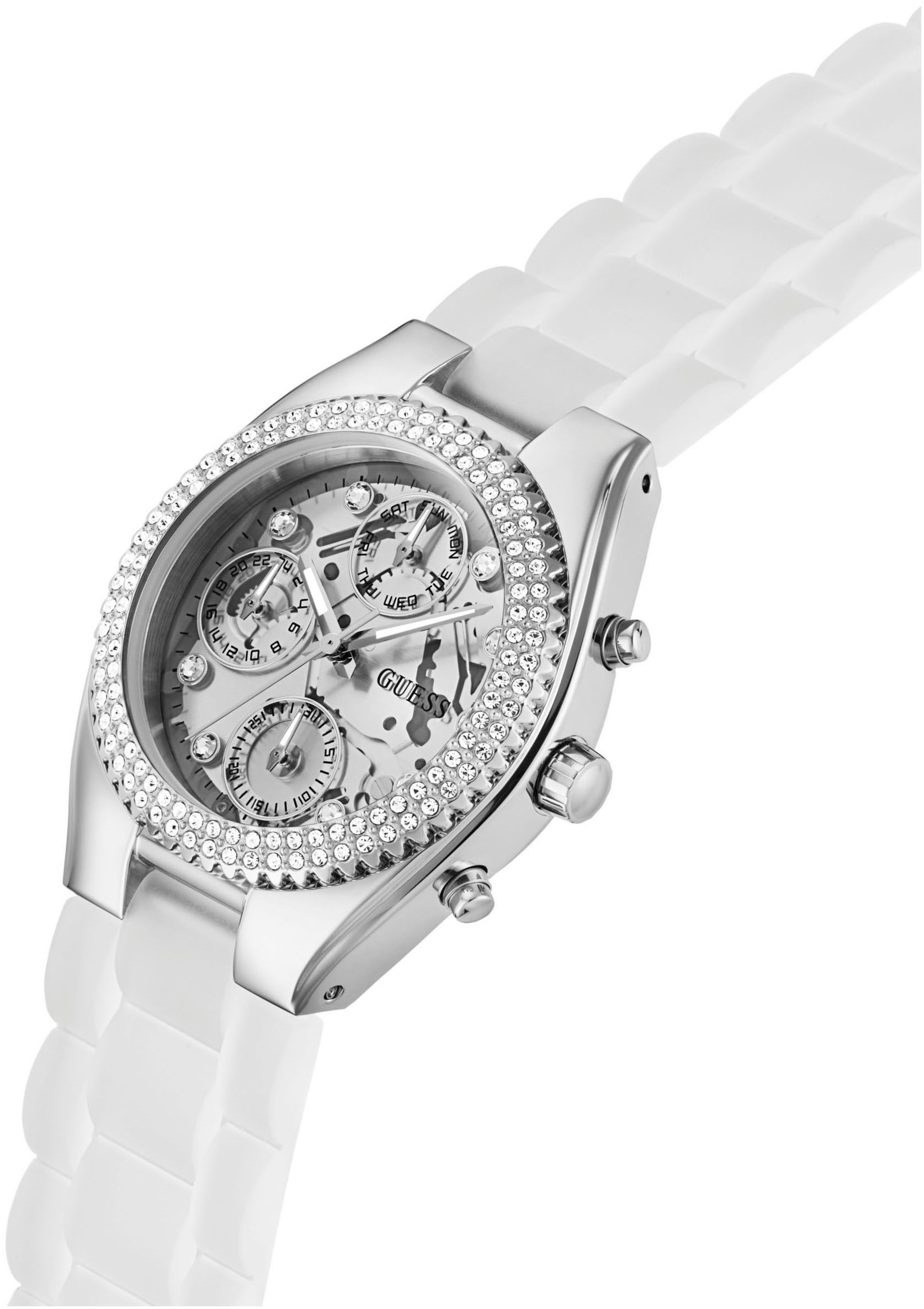 Guess Multifunctioneel horloge JELLY Quartzhorloge, horloge, damenuur, datum, 12/24-uurs weergave