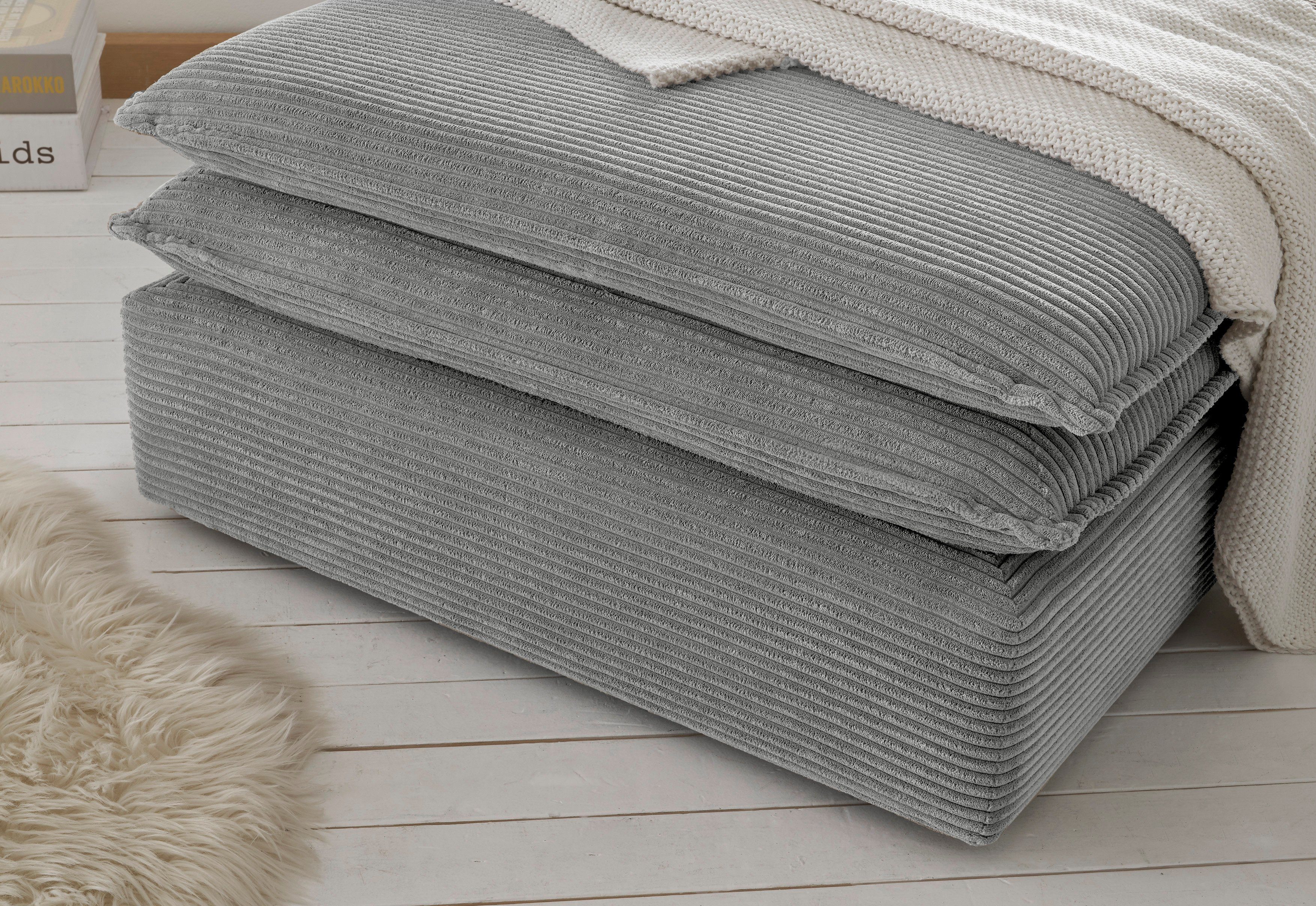 Places of Style Zithoek PIAGGE 2-zitsbank en hocker klein als set (2-delig)