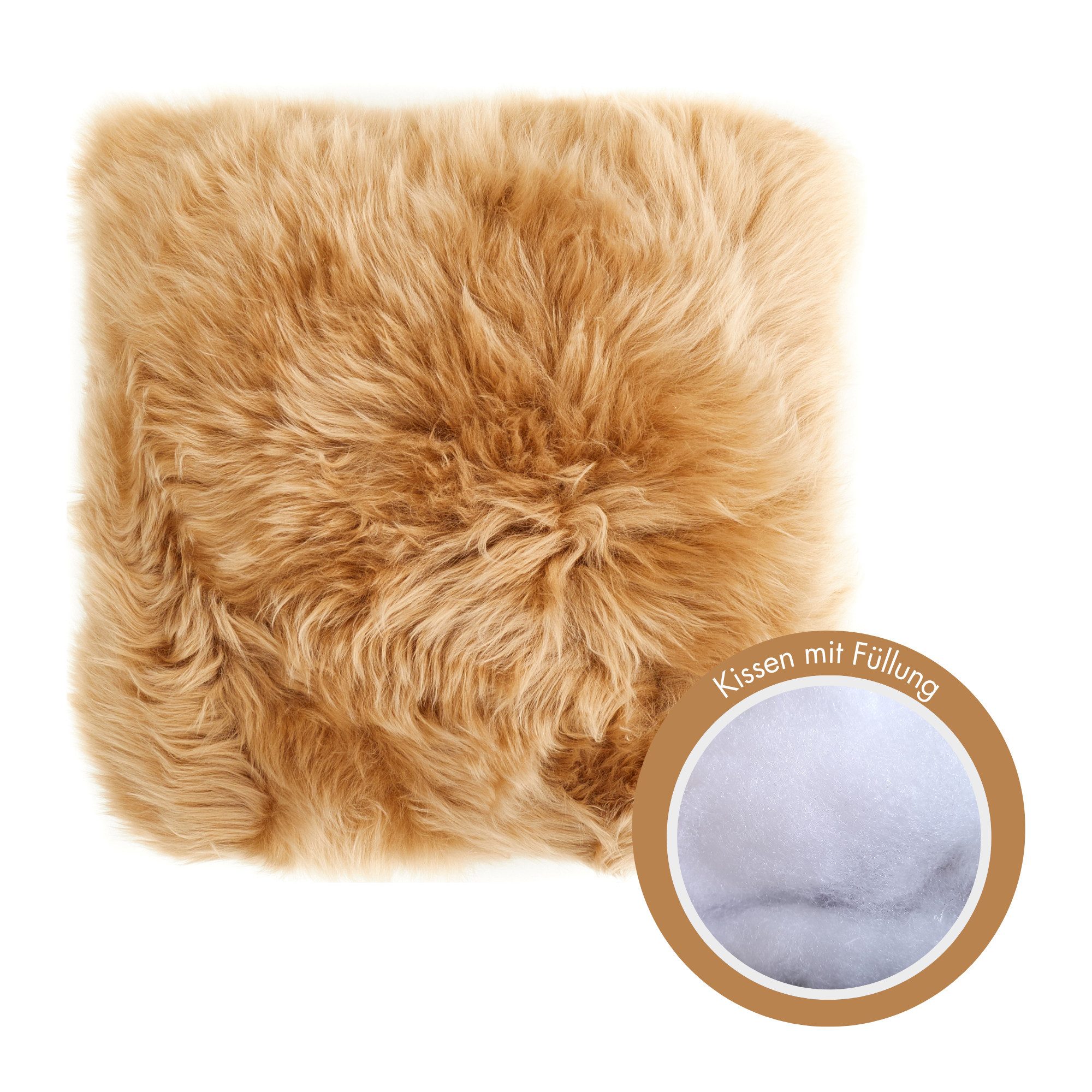 LUXOR living Vachtkussen Sierkussen Namika Sierkussen, hoekig, 35x35 cm, echte lamsvacht, met vulling sierkussens beige
