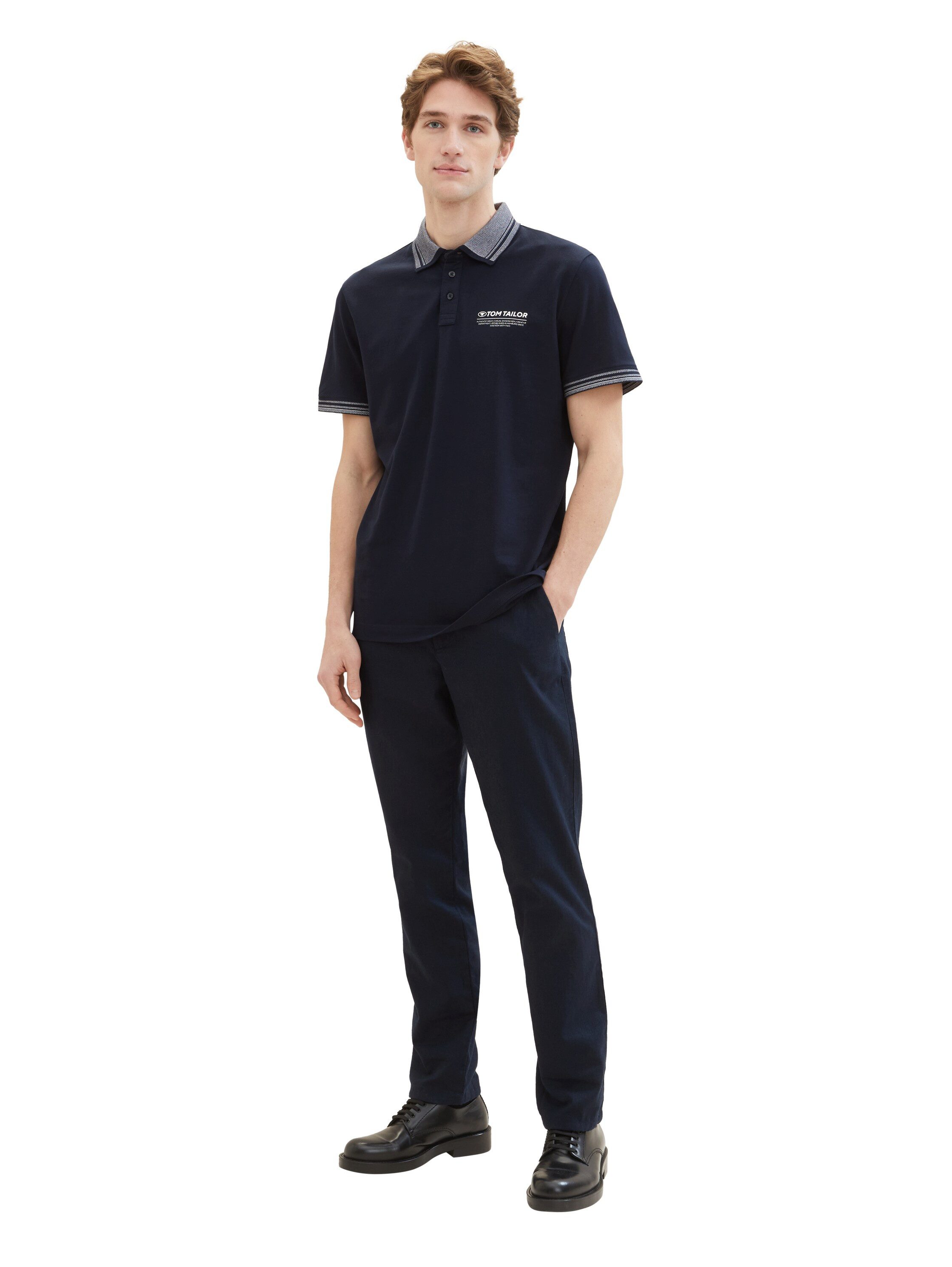 Tom Tailor Poloshirt met logo opschrift op borsthoogte