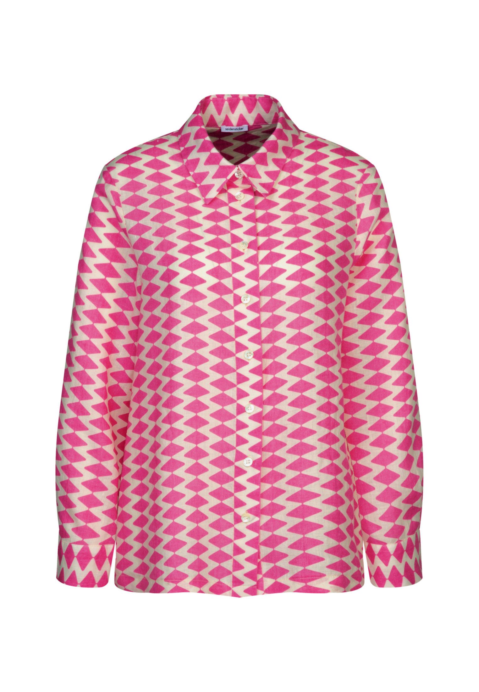 seidensticker Overhemdblouse Zwarte roos Lange mouwen kraag geometrische motieven
