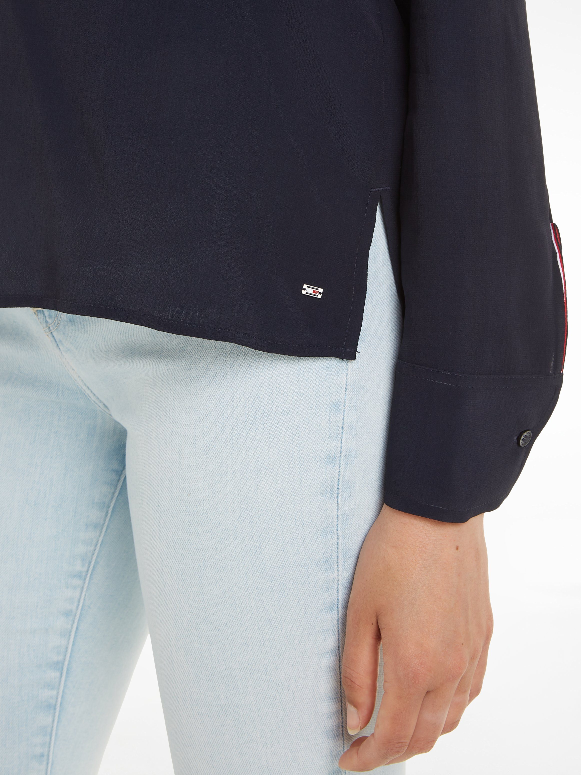 Tommy Hilfiger Blouse met lange mouwen VISCOSE CREPE V-NECK BLOUSE