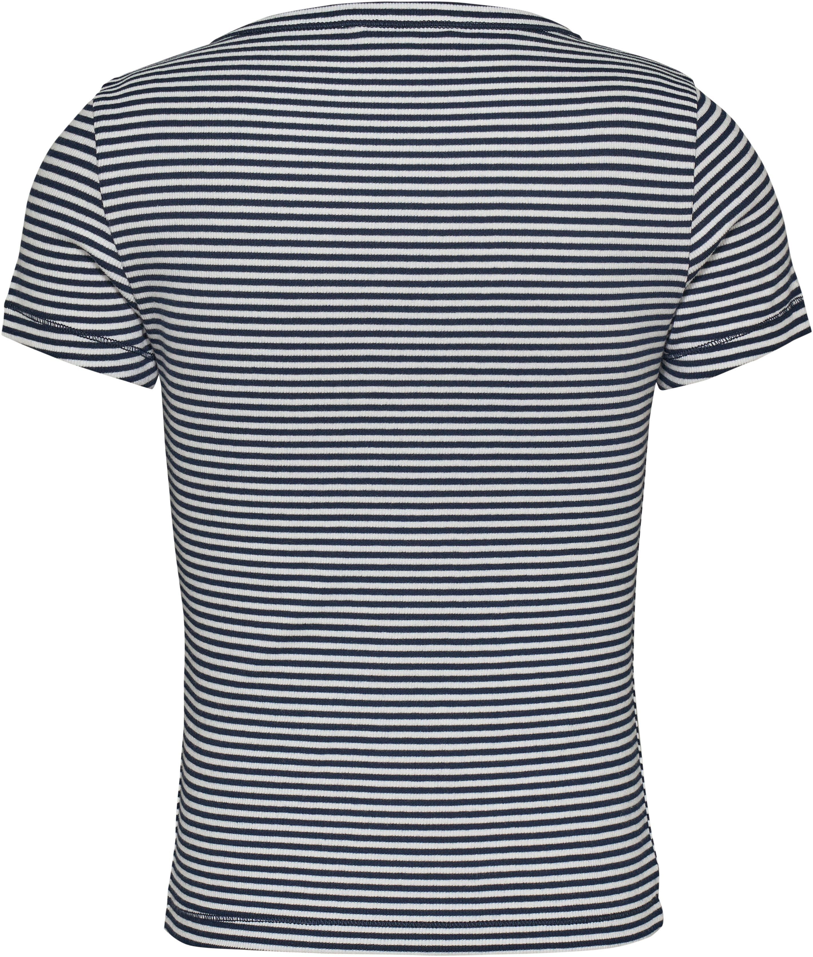 TOMMY JEANS Shirt met V-hals TJW SLIM HENLEY STRIPE V-NECK SS
