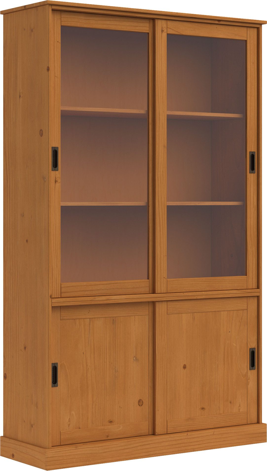 Home affaire Vitrinekast Schröder met 2+2 schuifdeuren, van massief grenenhout, breedte 114 cm