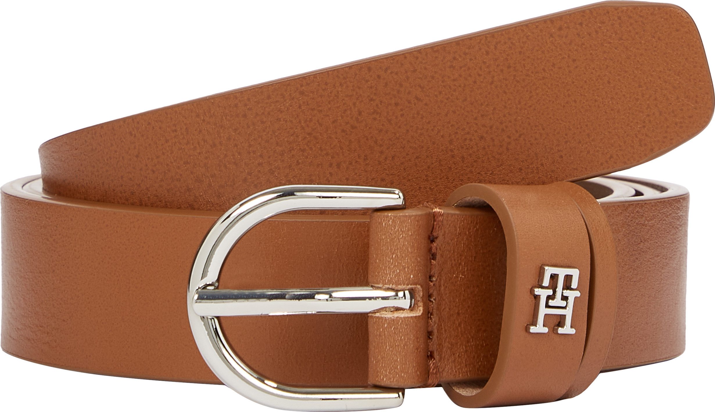 Tommy Hilfiger Leren riem ESSENTIAL EFFORTLESS 2.5 SILVER Eenvoudige doornsluiting, metalen embleem