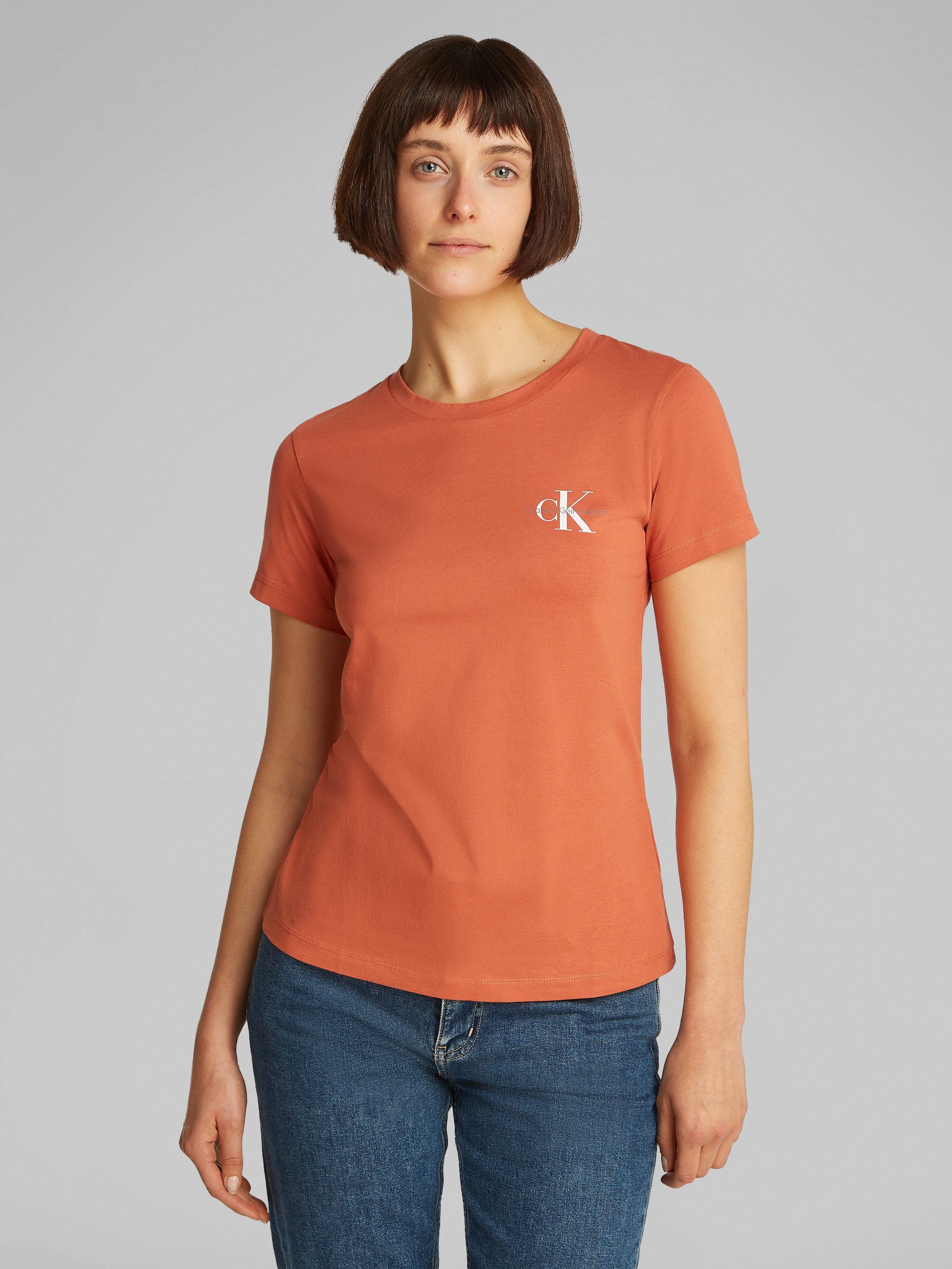 Calvin Klein Shirt met ronde hals 2-PACK MONOLOGO SLIM TEE met jeans logoprint op borsthoogte (2-delig Set van 2)