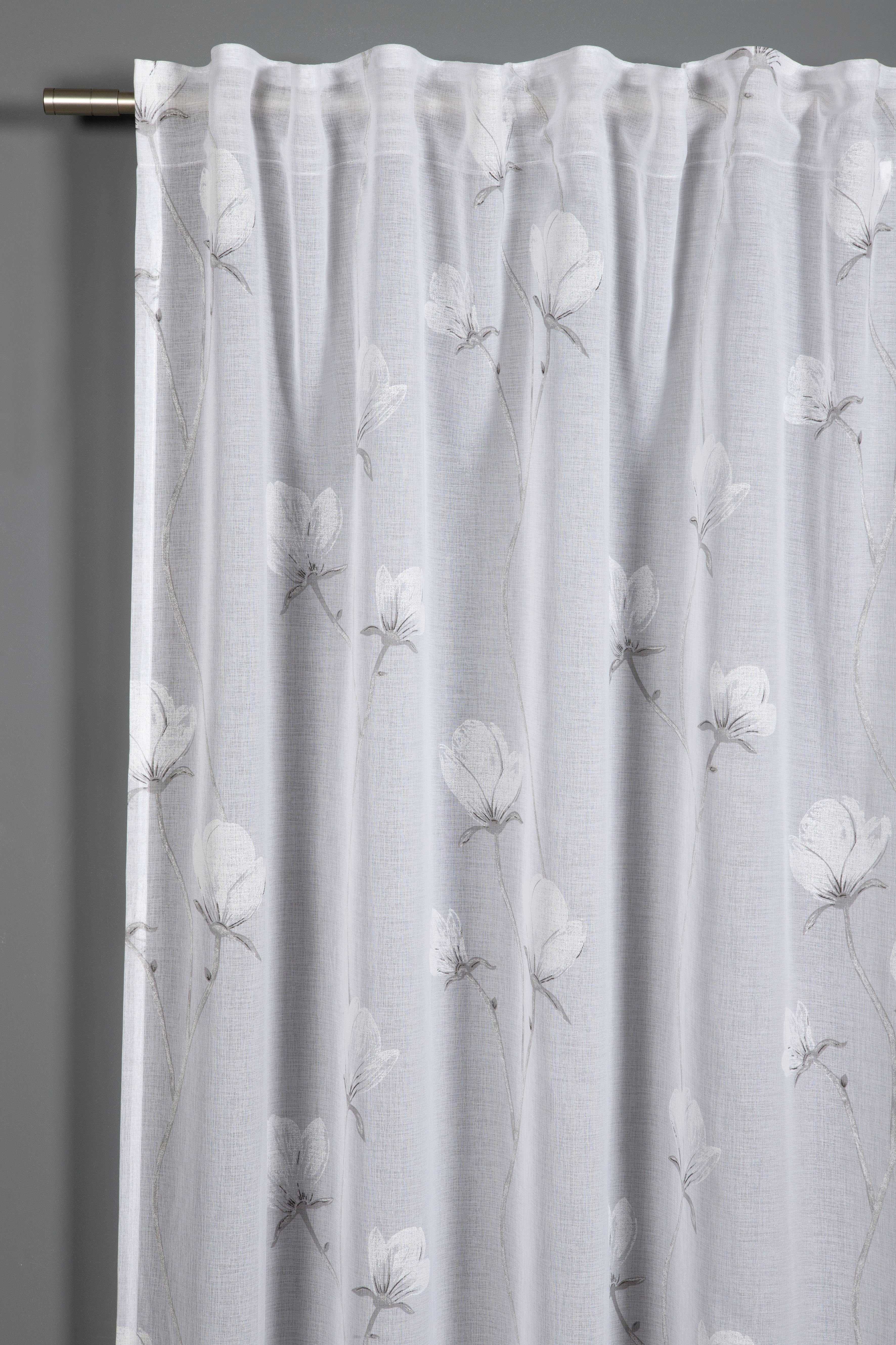 GARDINIA Gordijn met gordijnband Snowvoile met bloemenprint (1 stuk)
