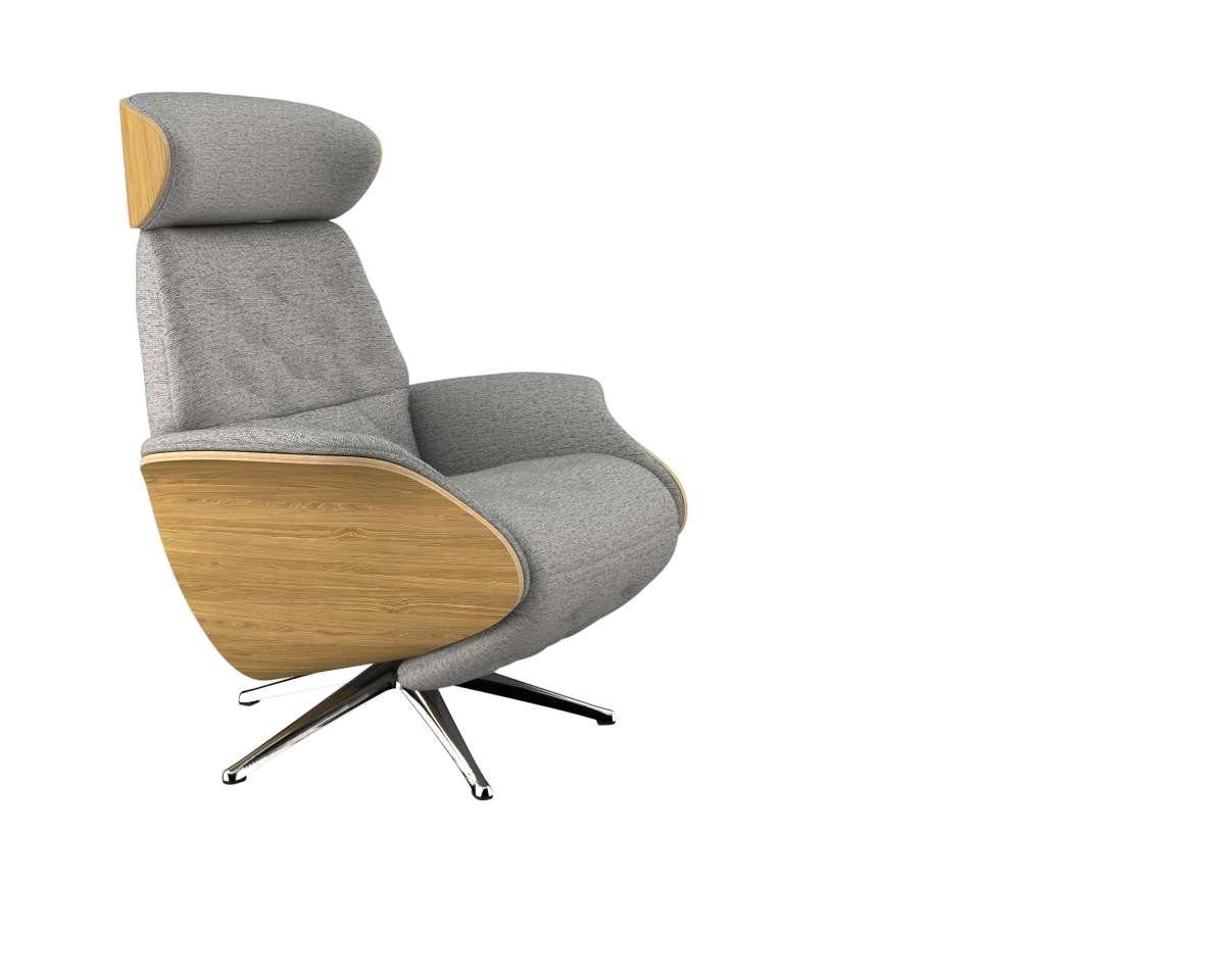 FLEXLUX Relaxfauteuil Volden praktische elektrische fauteuil Maat M, elektrische rug- en voetensteun, accu, armleuning Eiken, aluminium voet