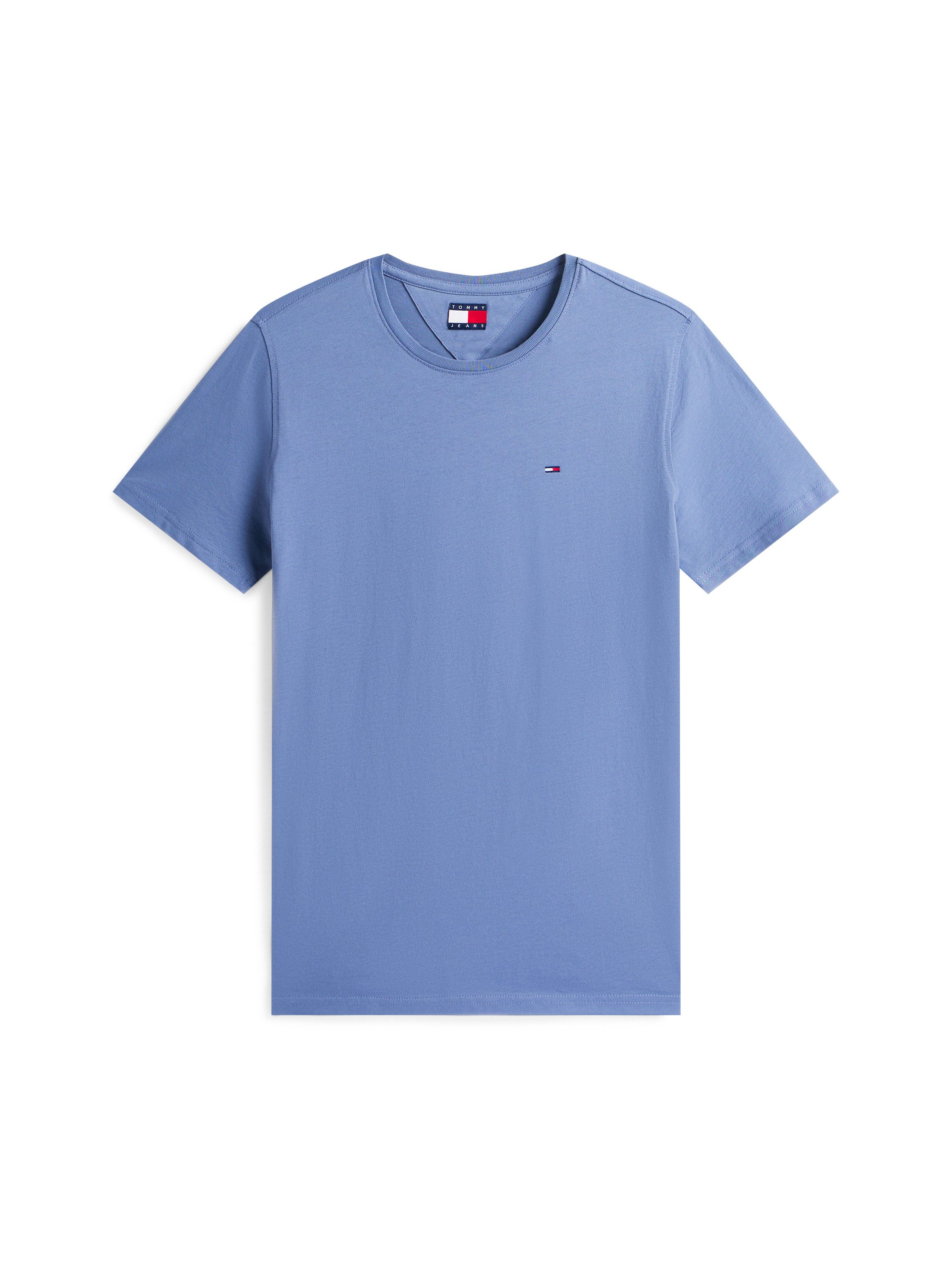 TOMMY JEANS T-shirt TJM ESSENTIAL SOLID TEE met ronde hals en subtiele logo-vlag