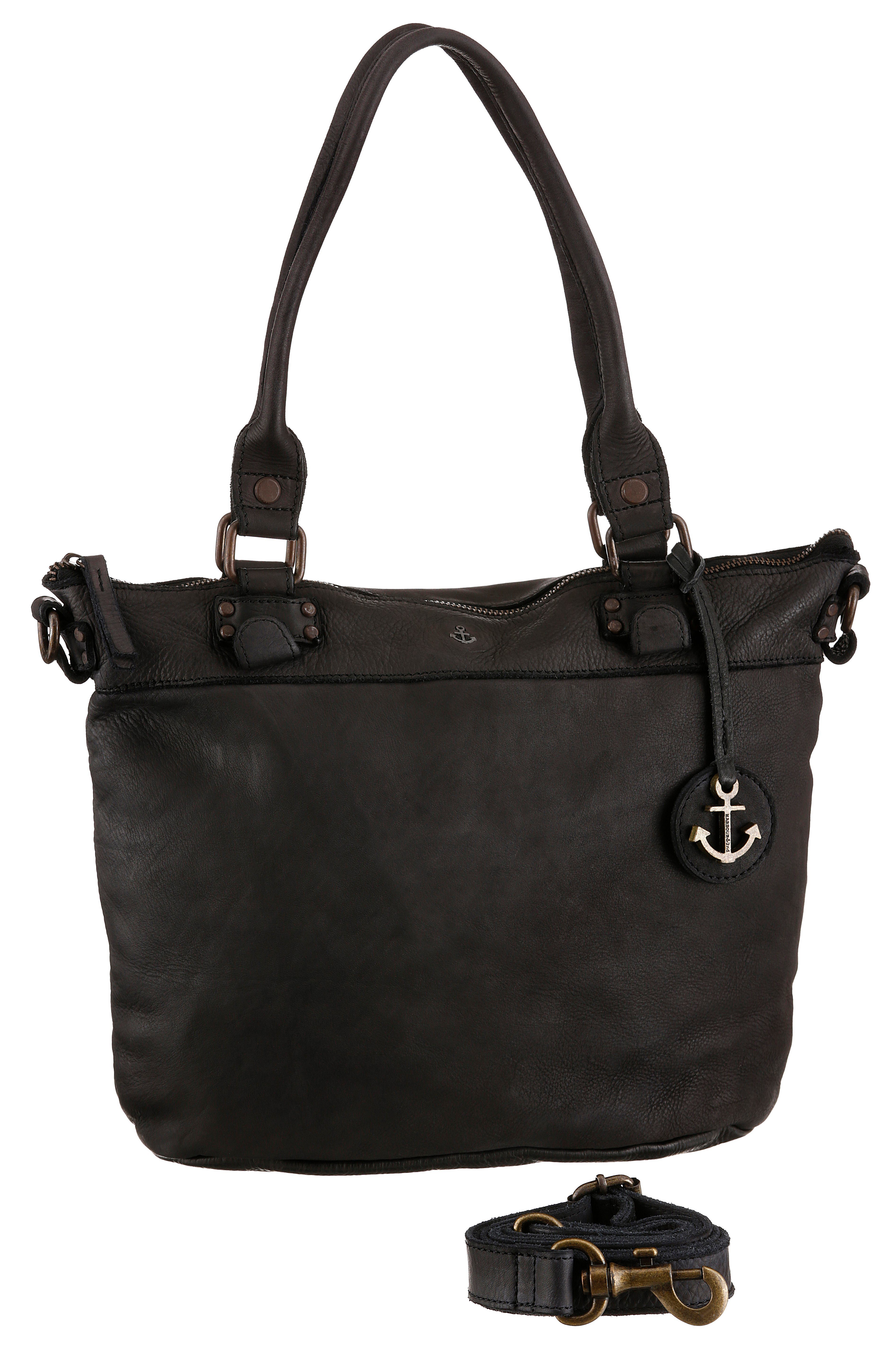 HARBOUR 2nd Shopper Bianca van leer met kenmerkende merk-anker-label en sierhanger dames shoppers maat 34 x 27 x 12 cm grijs