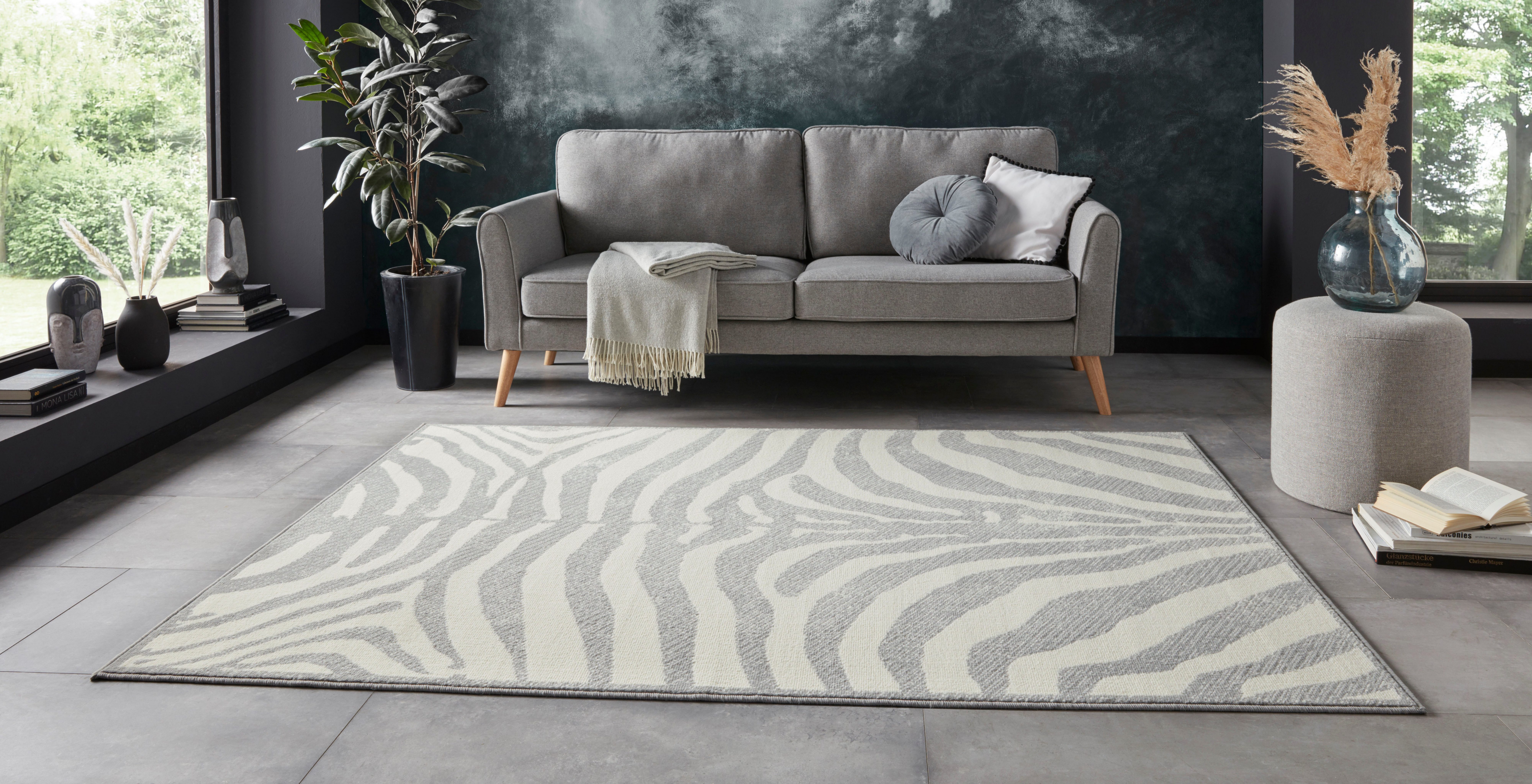 my home Vloerkleed Rufus Korte pool, zebra look, gestreept, afgehecht, robuust, gemakkelijk in onderhoud
