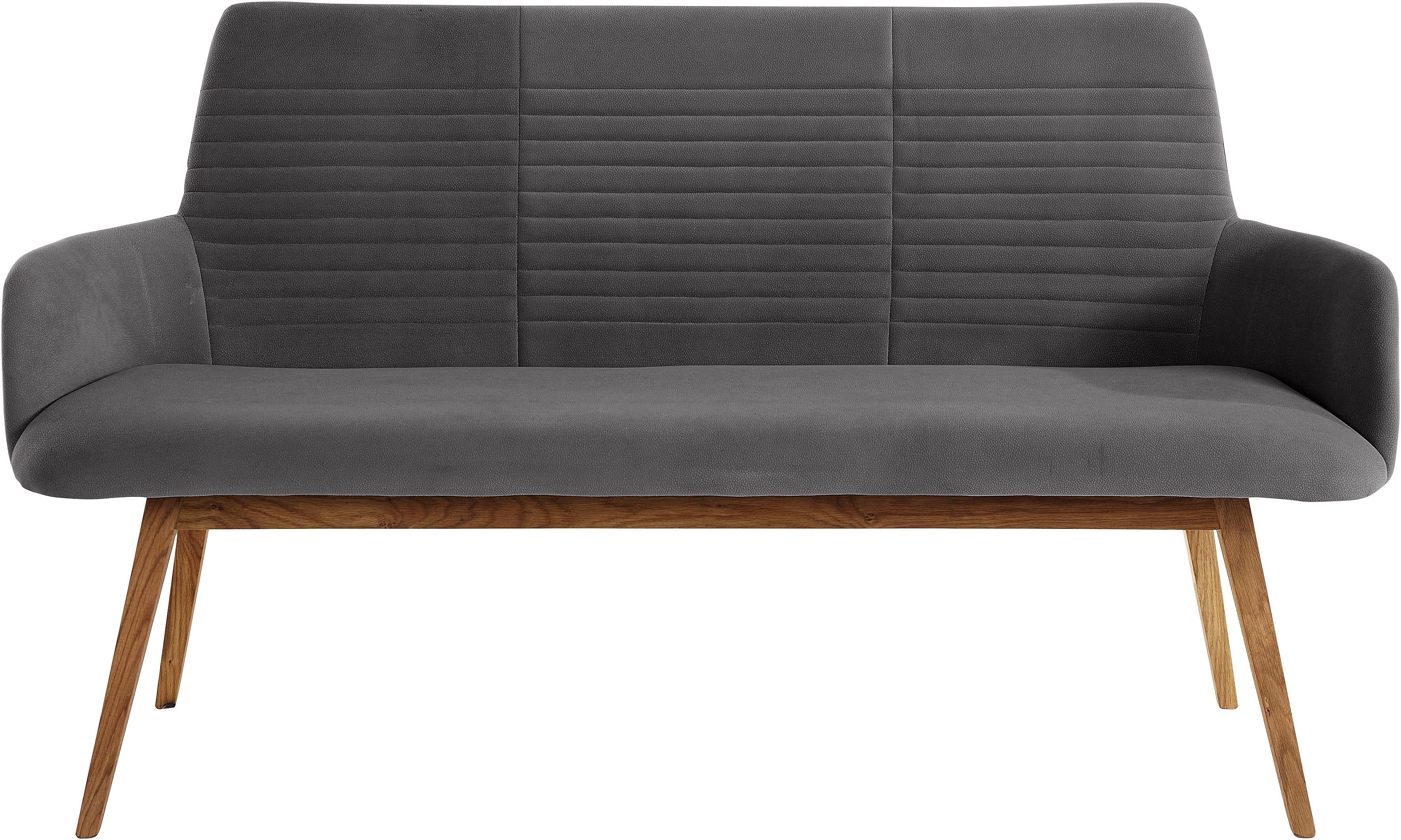OTTO products Zitbank Alessja Breedte 160 cm, bekleding van microvezel, frame van eiken massief hout (1 stuk)