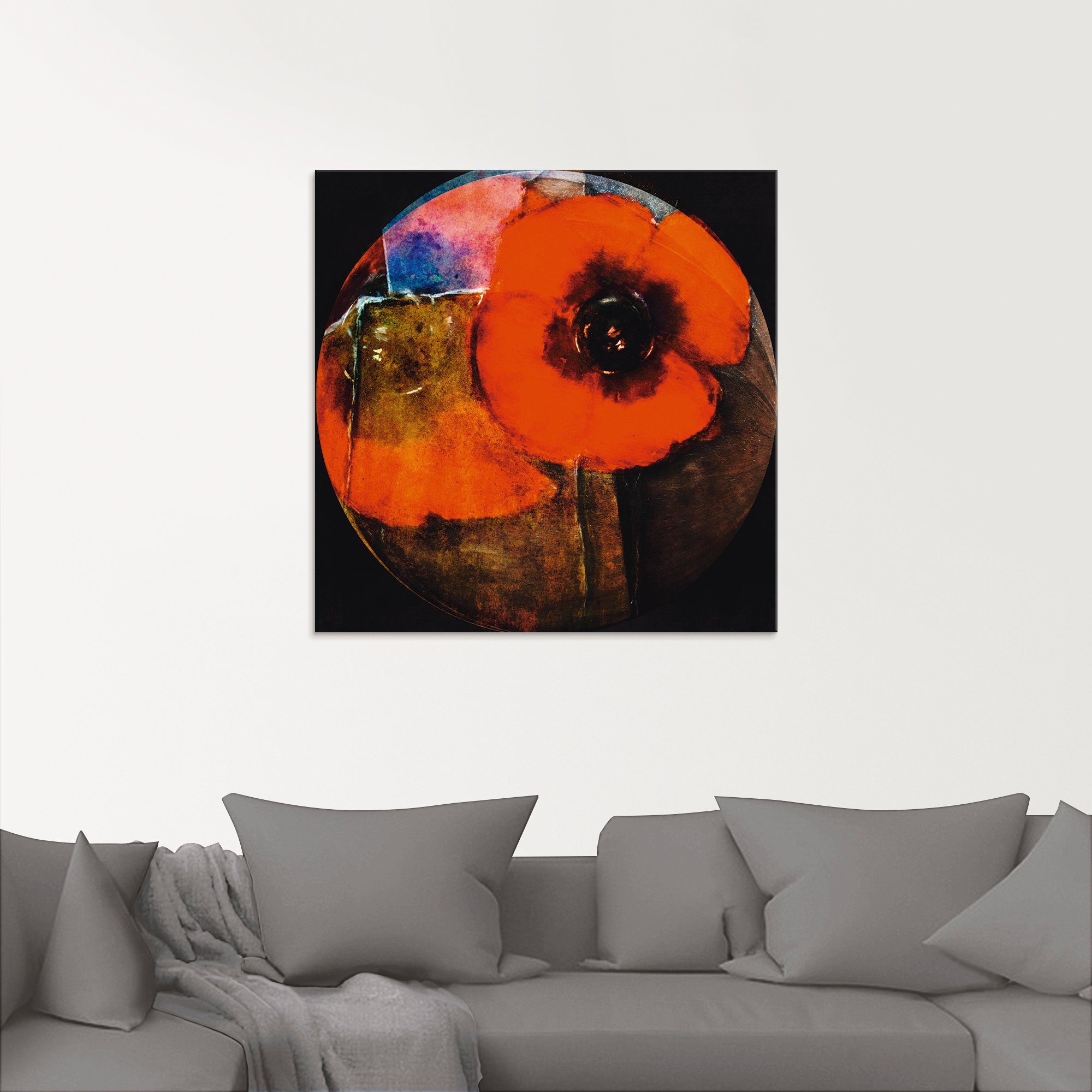 Artland Print op glas Rode klaproos - abstract