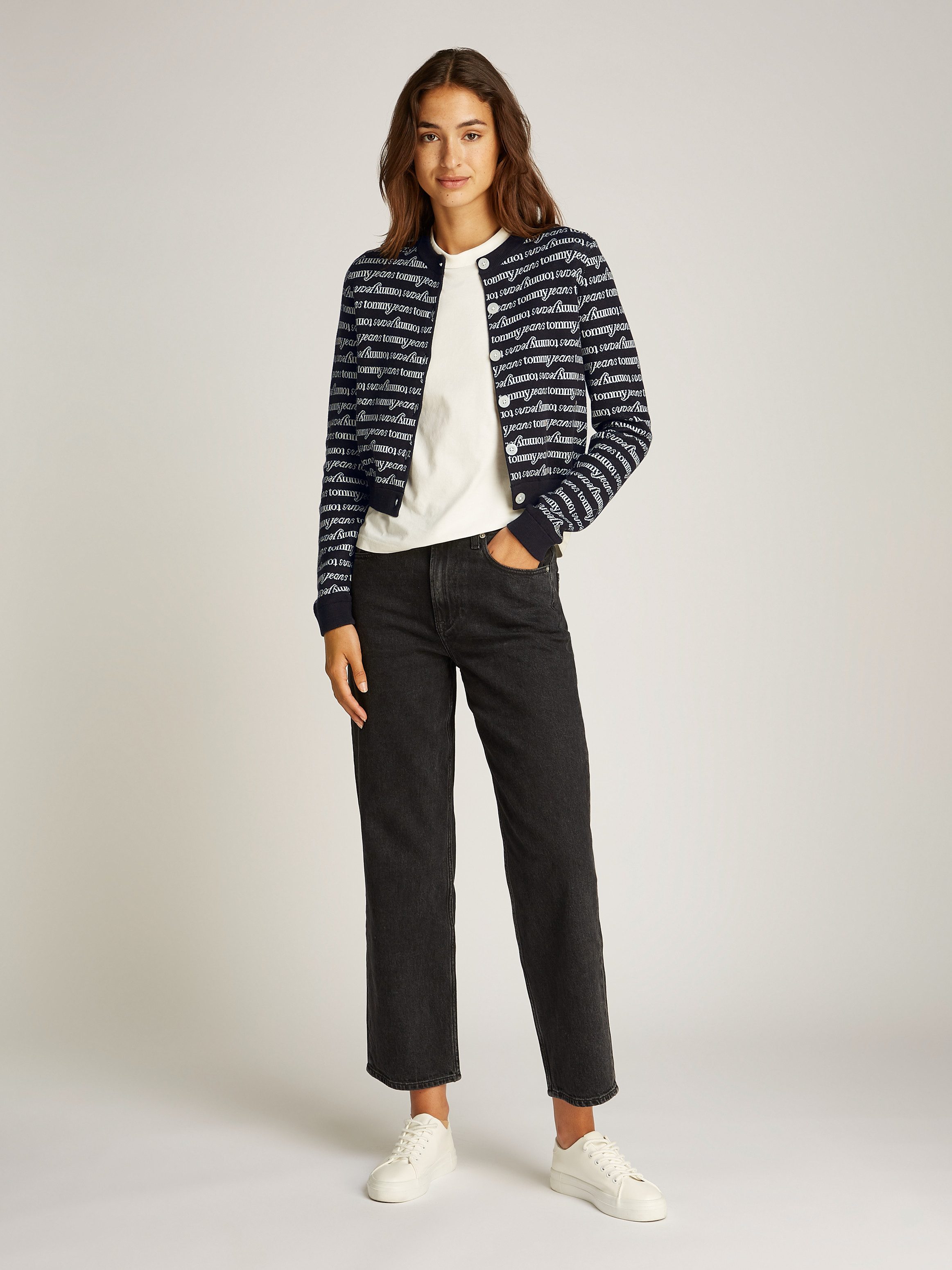 TOMMY JEANS Vest TJW CRP SCRIPT AOP CARDIGAN
