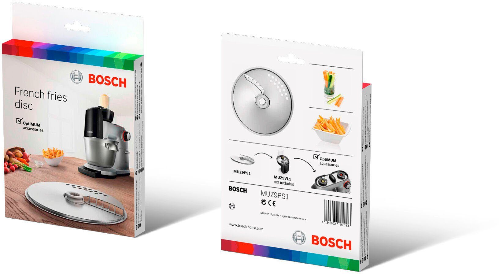 BOSCH Snijopzetstuk MUZ9PS1 patatmes voor de eenvoudige en snelle bereiding van patat. (1-delig)
