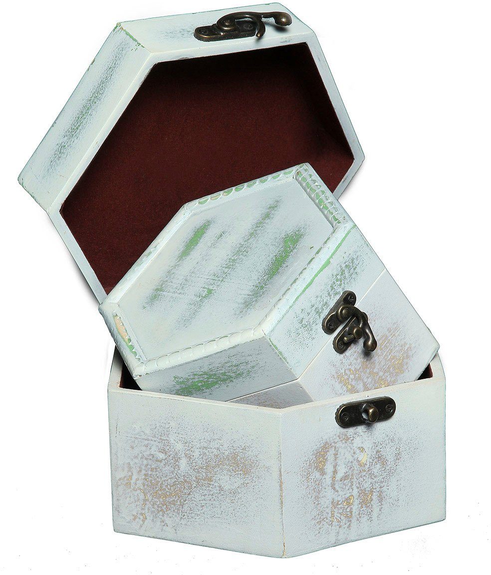 ambiente haus opbergbox zeephout grijs houten flessendoos set van 2 a (1 stuk) wit