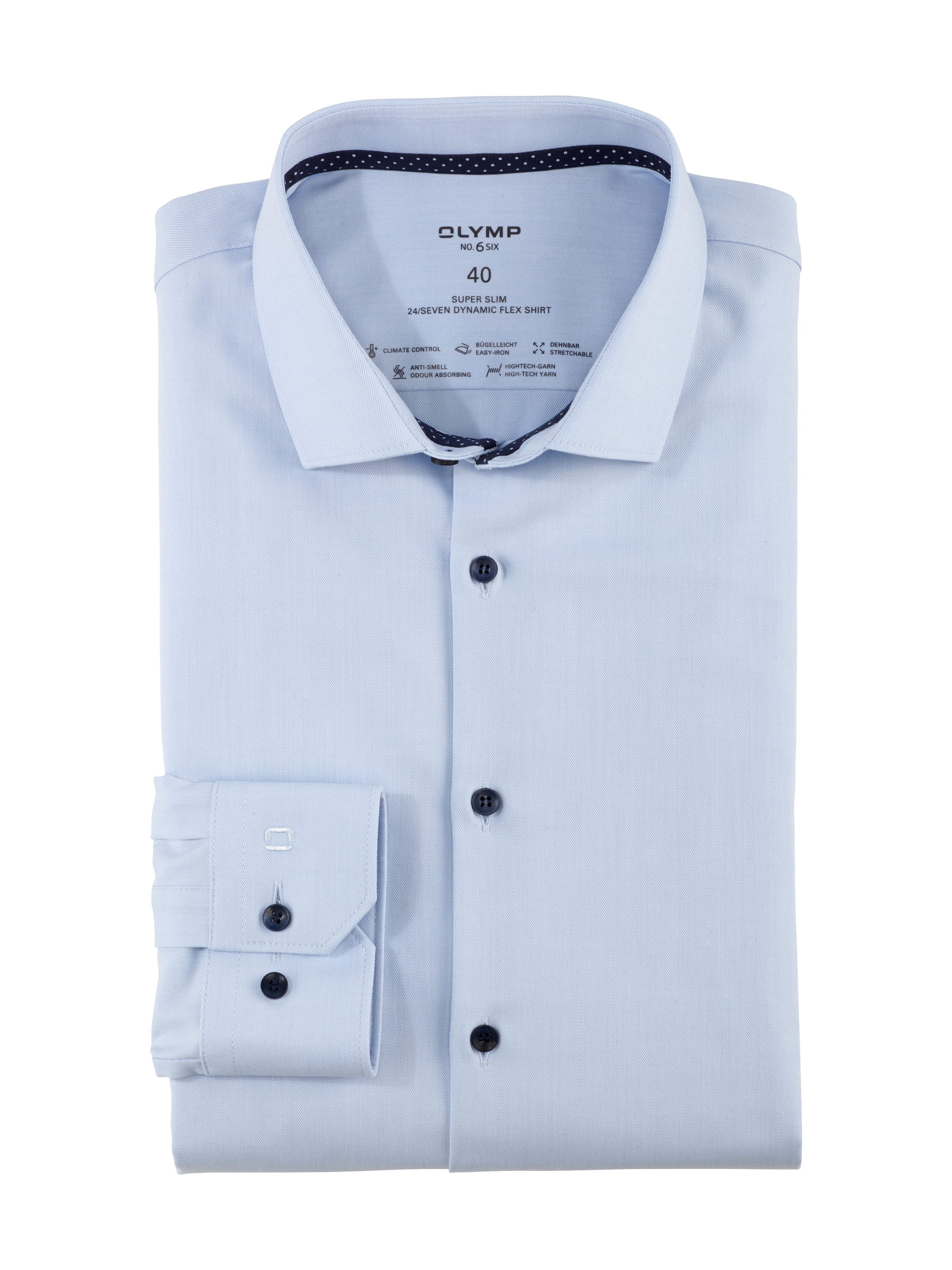 OLYMP Businessoverhemd No. Six 24/Seven super slim heren zakelijke overhemden maat 46 blauw